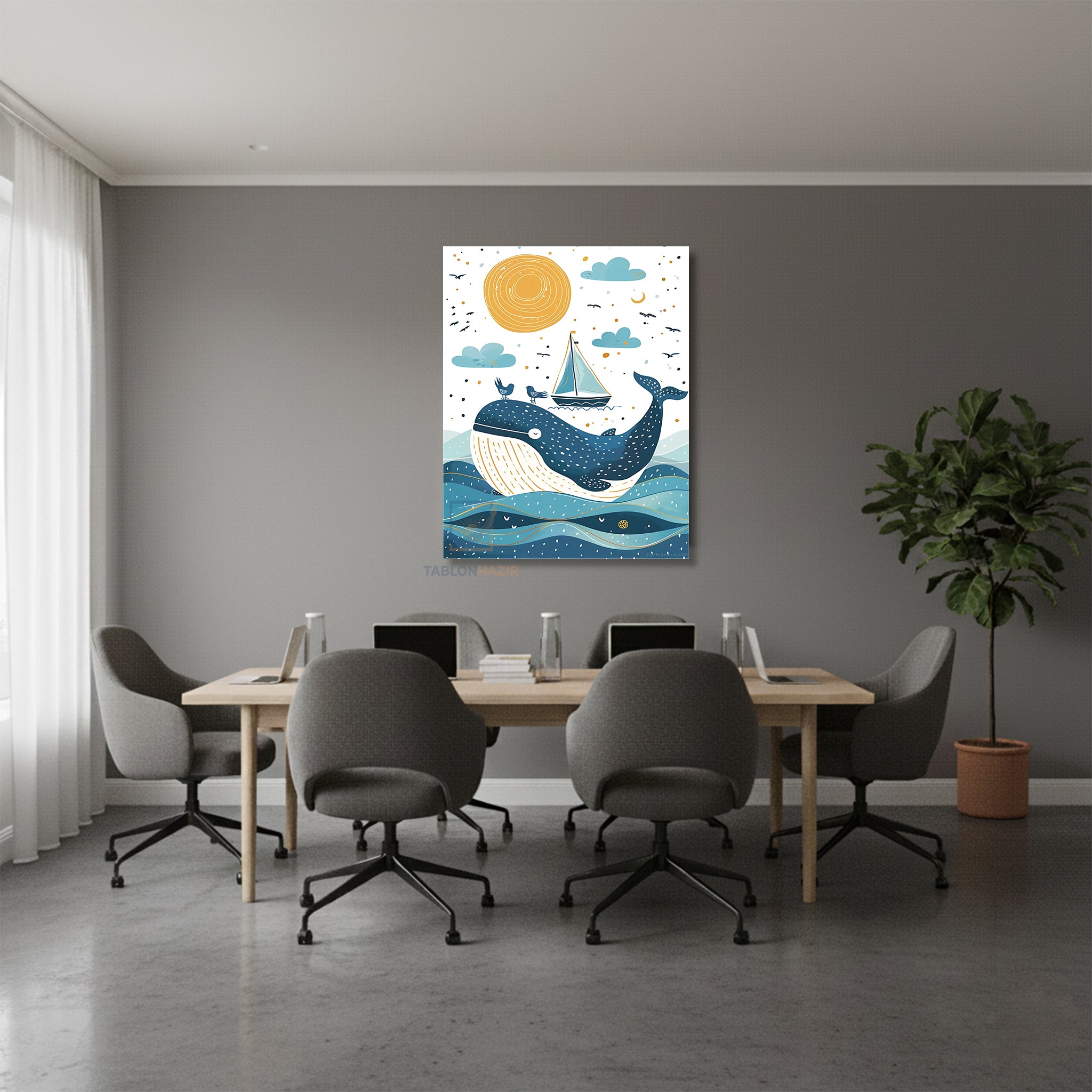 Dikey Kanvas Tablo Salon Duvar Tablosu Tatlı Balina Yeni Ev Hediyesi Ofis Tablosu
