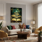 Dikey Kanvas Tablo Salon Duvar Tablosu Uzay Ve Kitap Yeni Ev Hediyesi Ofis Tablosu