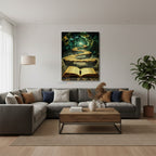 Dikey Kanvas Tablo Salon Duvar Tablosu Uzay Ve Kitap Yeni Ev Hediyesi Ofis Tablosu