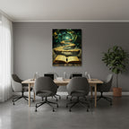 Dikey Kanvas Tablo Salon Duvar Tablosu Uzay Ve Kitap Yeni Ev Hediyesi Ofis Tablosu