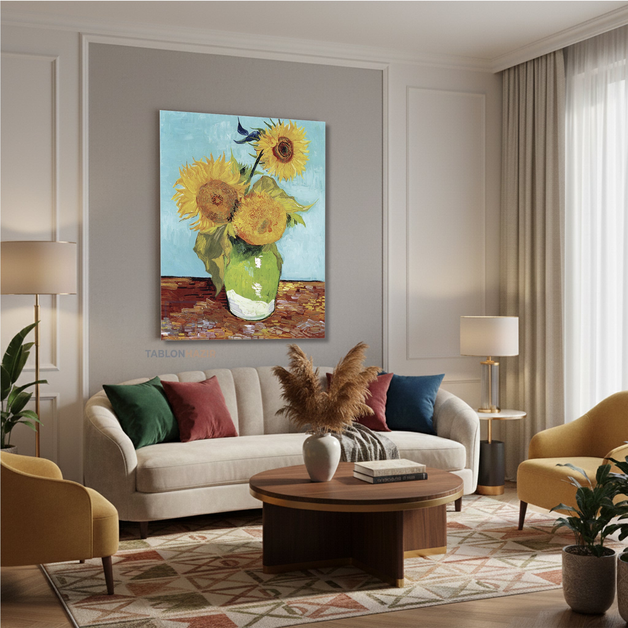 Dikey Kanvas Tablo Salon Duvar Tablosu Vangogh 101 Yeni Ev Hediyesi Ofis Tablosu