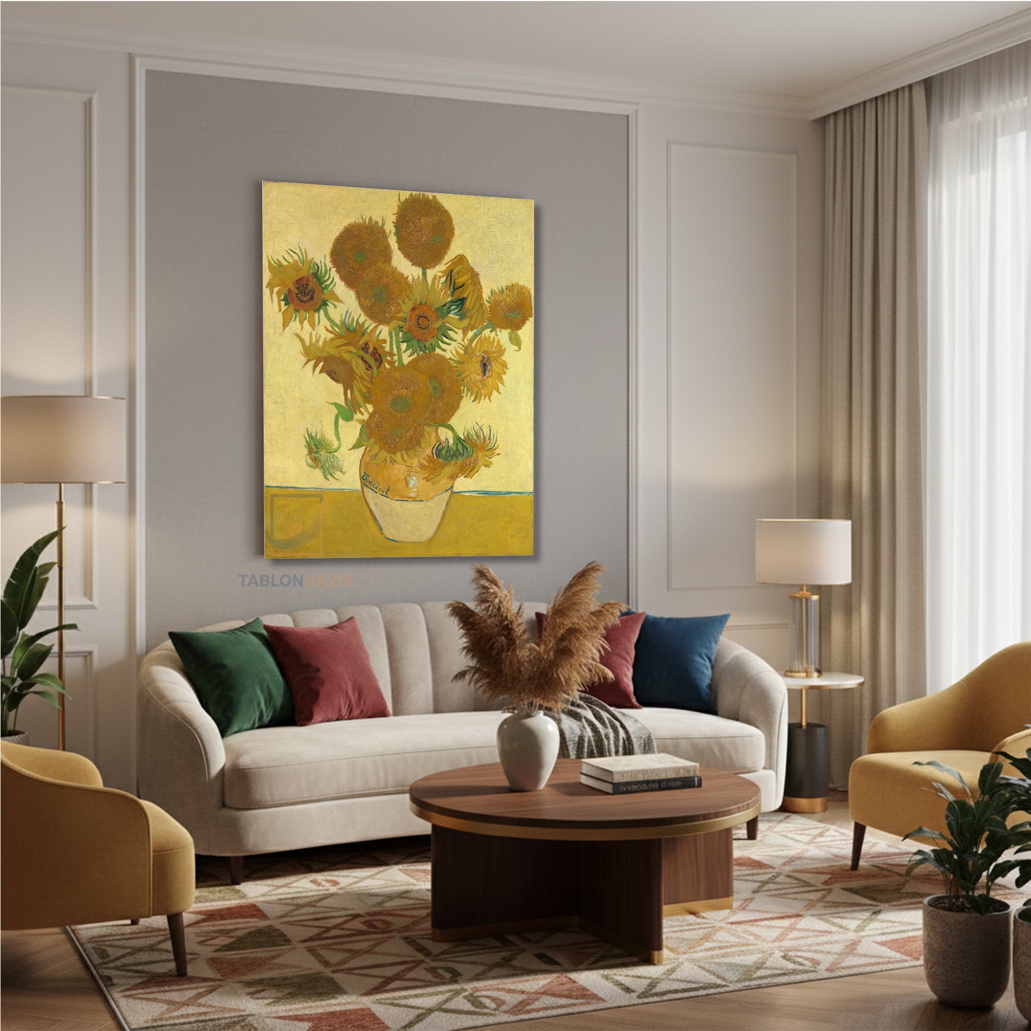 Dikey Kanvas Tablo Salon Duvar Tablosu Vangogh 136 Yeni Ev Hediyesi Ofis Tablosu