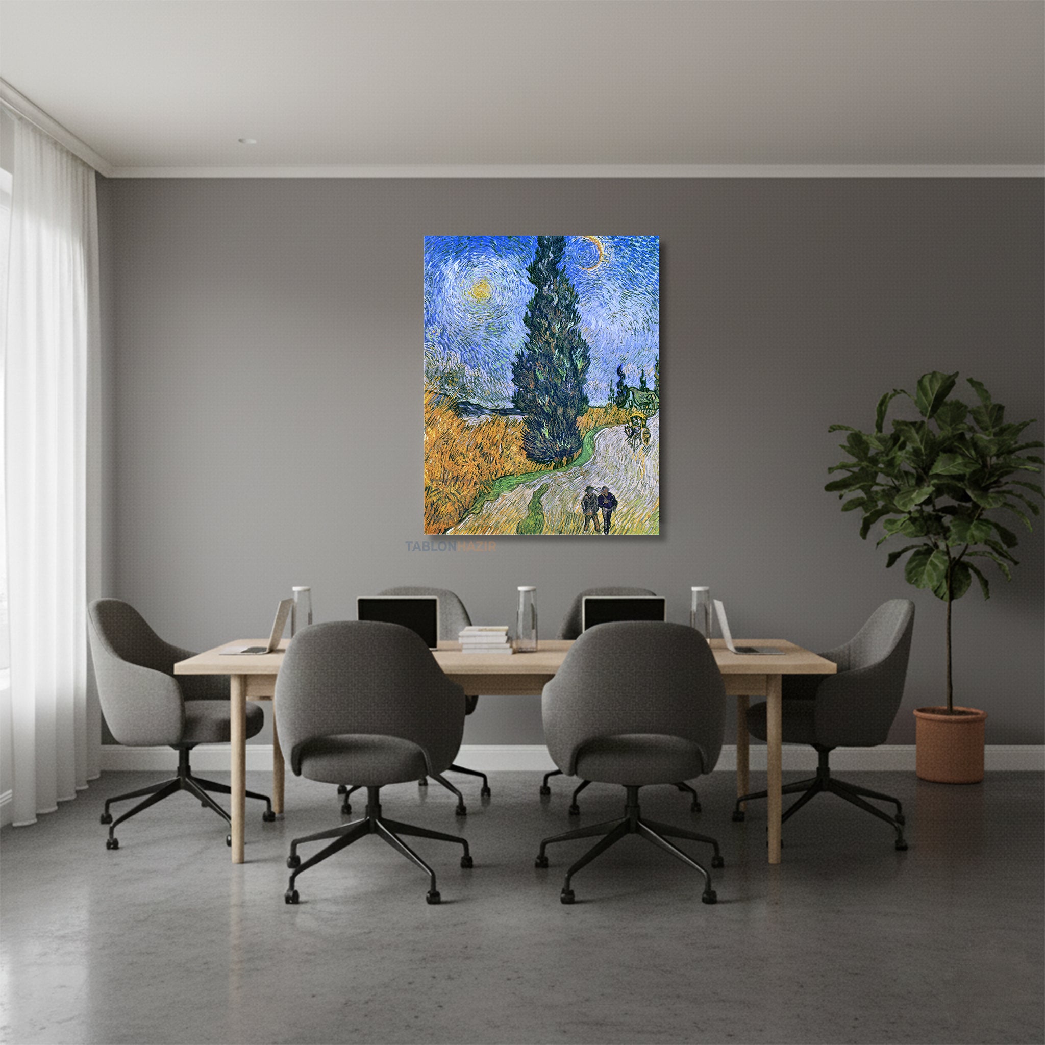 Dikey Kanvas Tablo Salon Duvar Tablosu Vangogh 27 Yeni Ev Hediyesi Ofis Tablosu