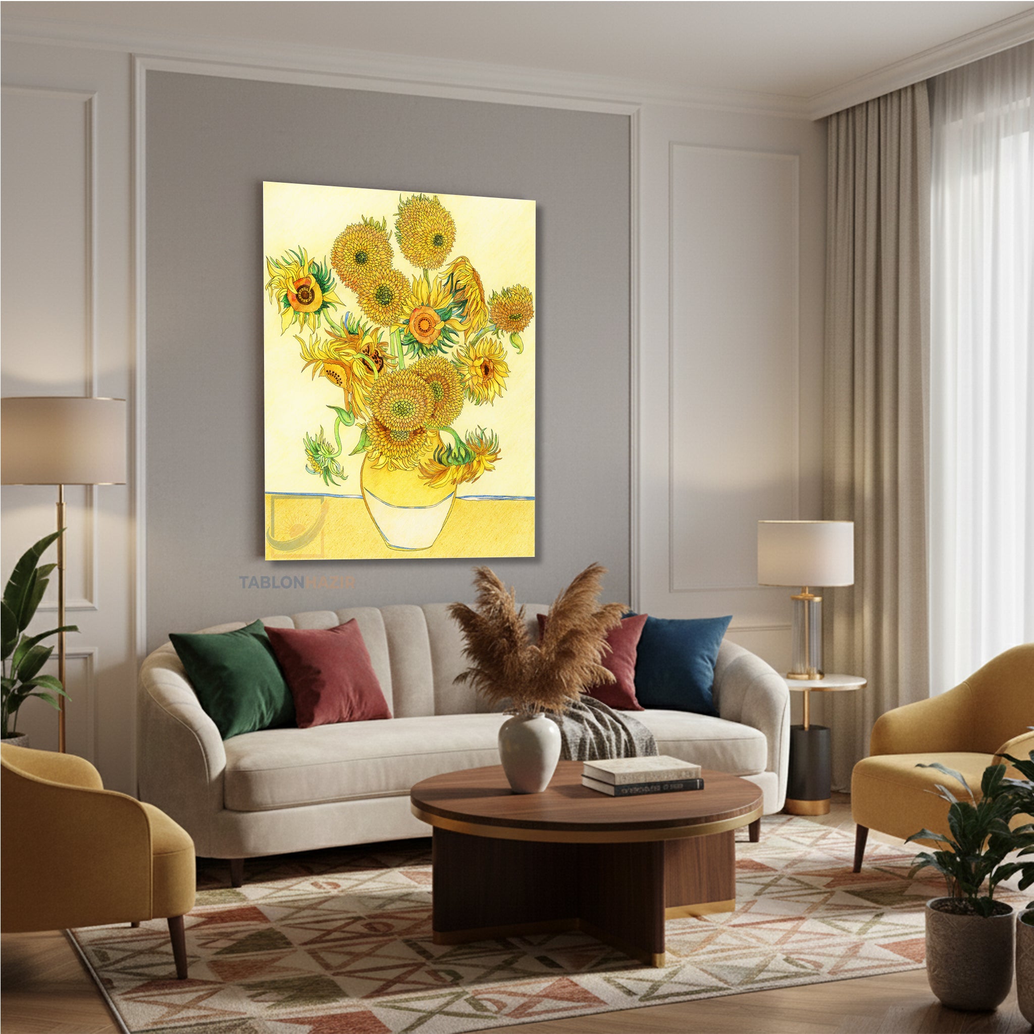 Dikey Kanvas Tablo Salon Duvar Tablosu Vangogh 47 Yeni Ev Hediyesi Ofis Tablosu