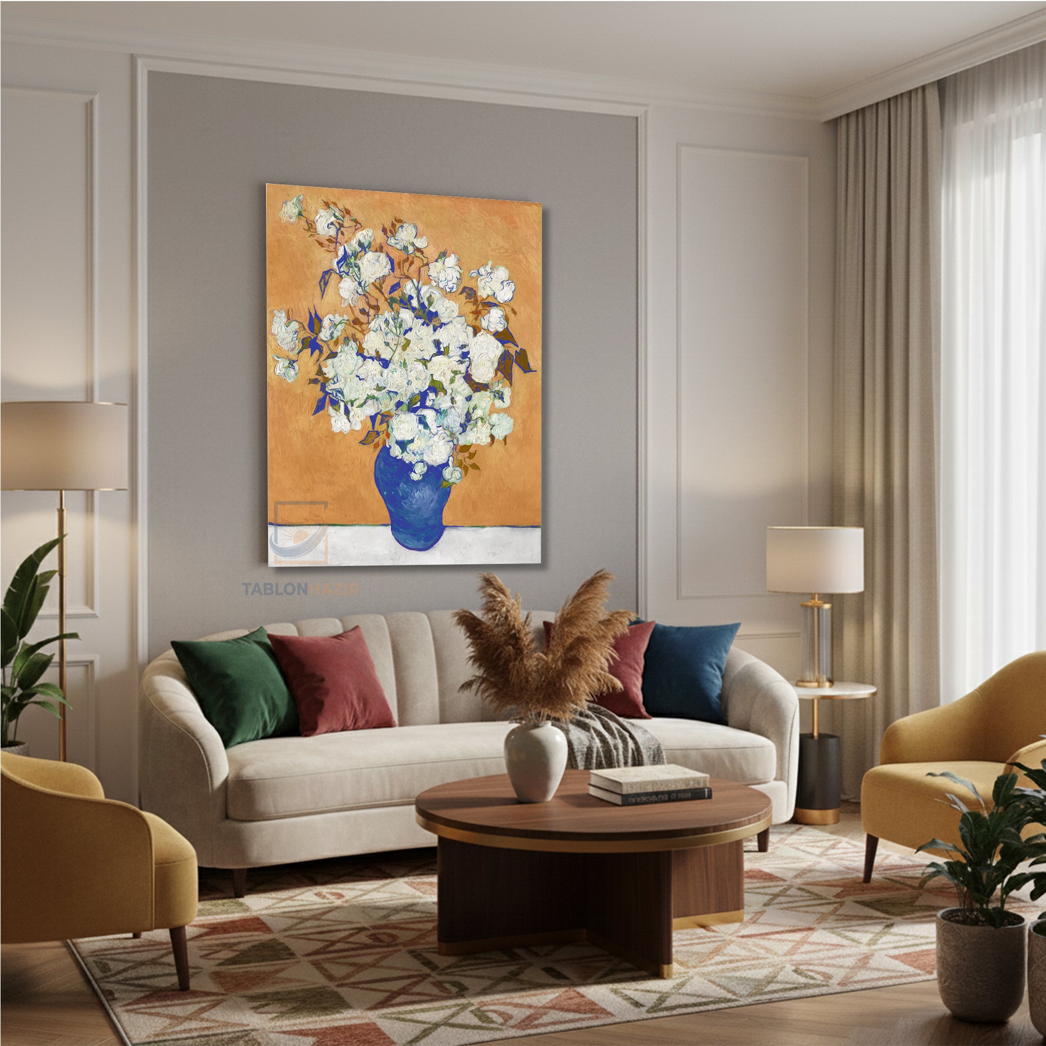 Dikey Kanvas Tablo Salon Duvar Tablosu Vangogh 5 Yeni Ev Hediyesi Ofis Tablosu