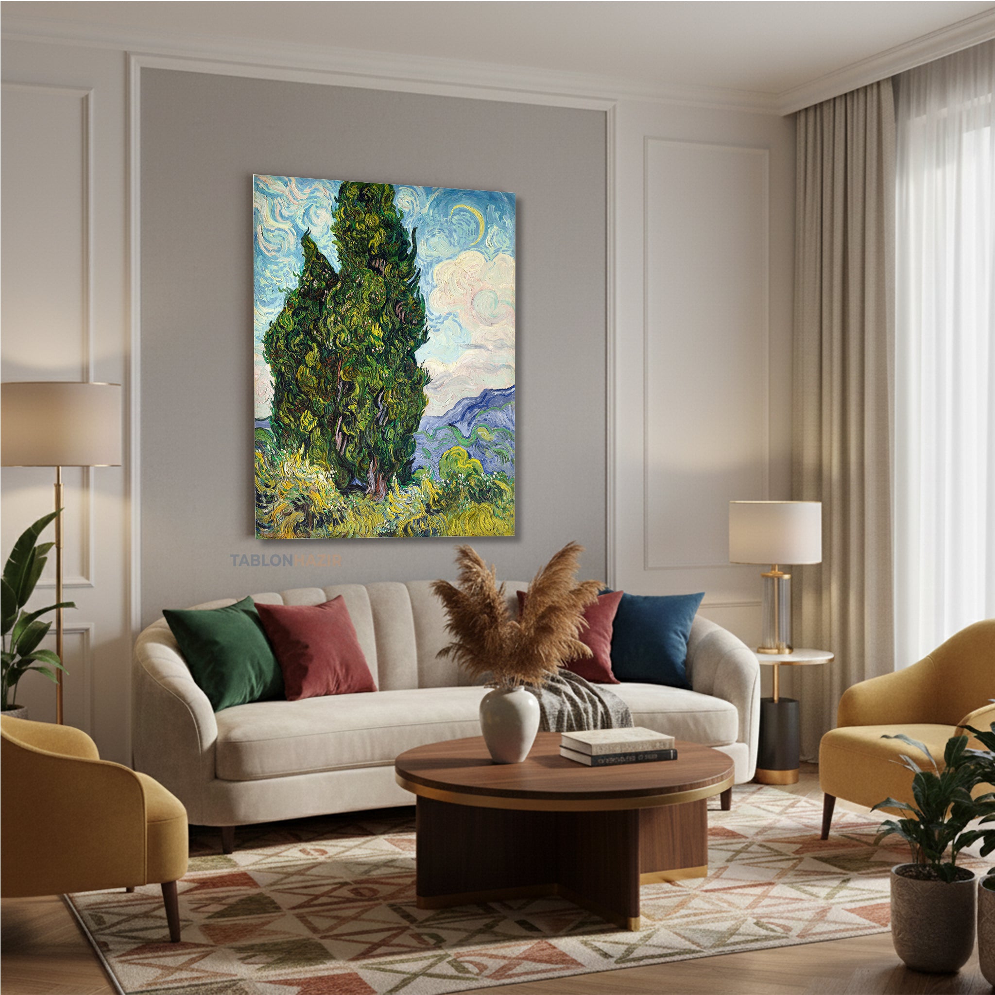 Dikey Kanvas Tablo Salon Duvar Tablosu Vangogh 51 Yeni Ev Hediyesi Ofis Tablosu