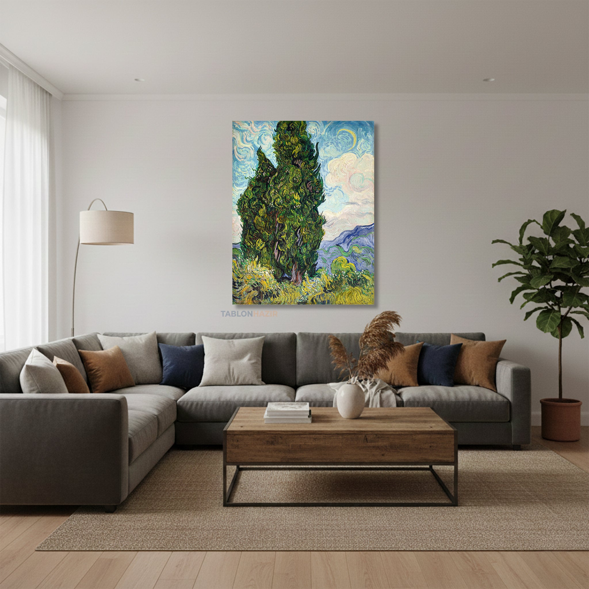 Dikey Kanvas Tablo Salon Duvar Tablosu Vangogh 51 Yeni Ev Hediyesi Ofis Tablosu