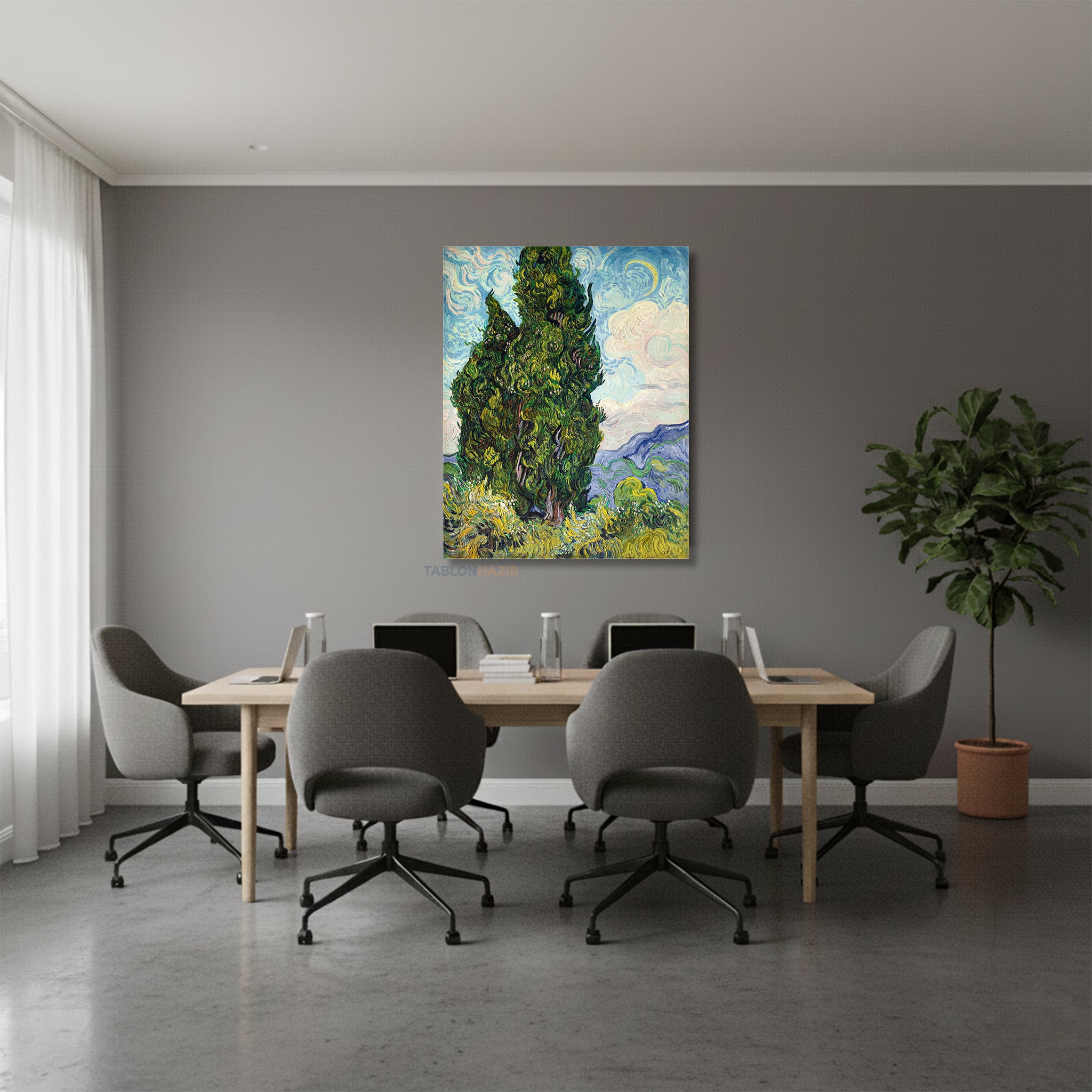 Dikey Kanvas Tablo Salon Duvar Tablosu Vangogh 51 Yeni Ev Hediyesi Ofis Tablosu