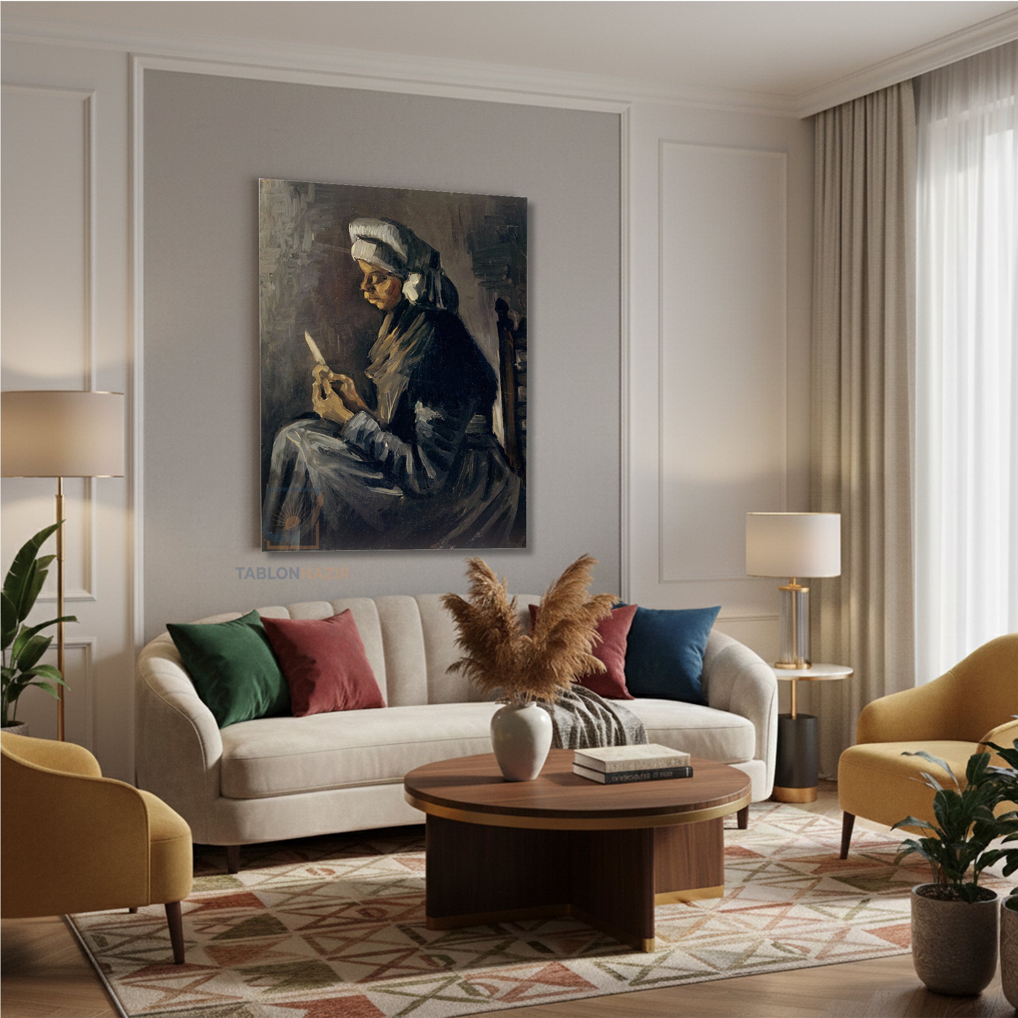 Dikey Kanvas Tablo Salon Duvar Tablosu Vangogh 55 Yeni Ev Hediyesi Ofis Tablosu