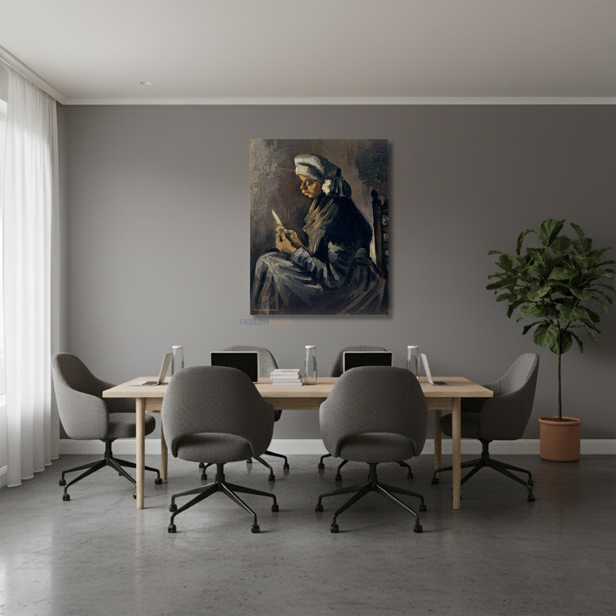 Dikey Kanvas Tablo Salon Duvar Tablosu Vangogh 55 Yeni Ev Hediyesi Ofis Tablosu