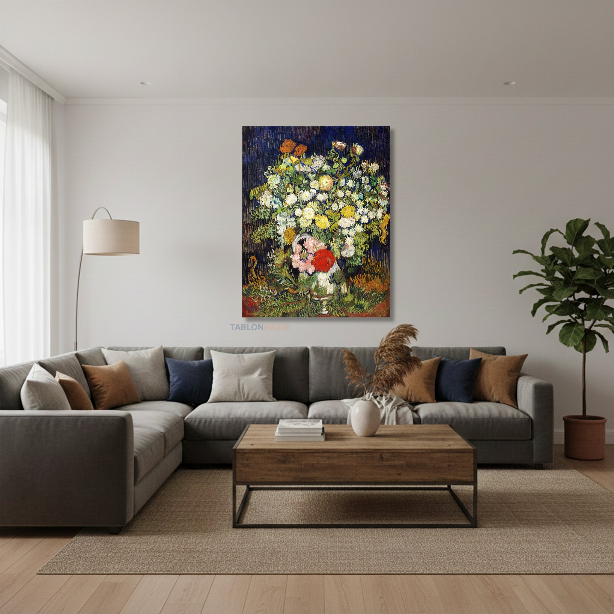 Dikey Kanvas Tablo Salon Duvar Tablosu Vangogh 59 Yeni Ev Hediyesi Ofis Tablosu