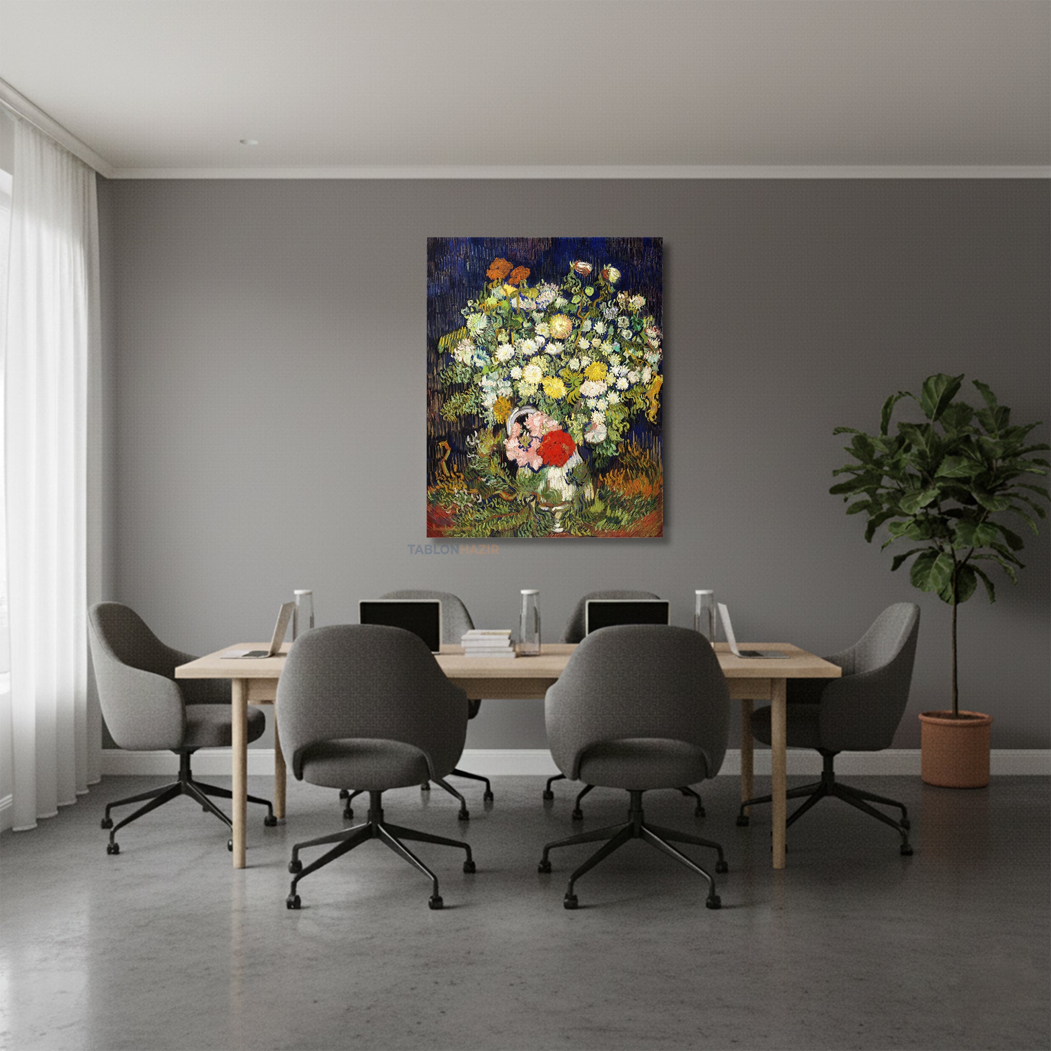 Dikey Kanvas Tablo Salon Duvar Tablosu Vangogh 59 Yeni Ev Hediyesi Ofis Tablosu