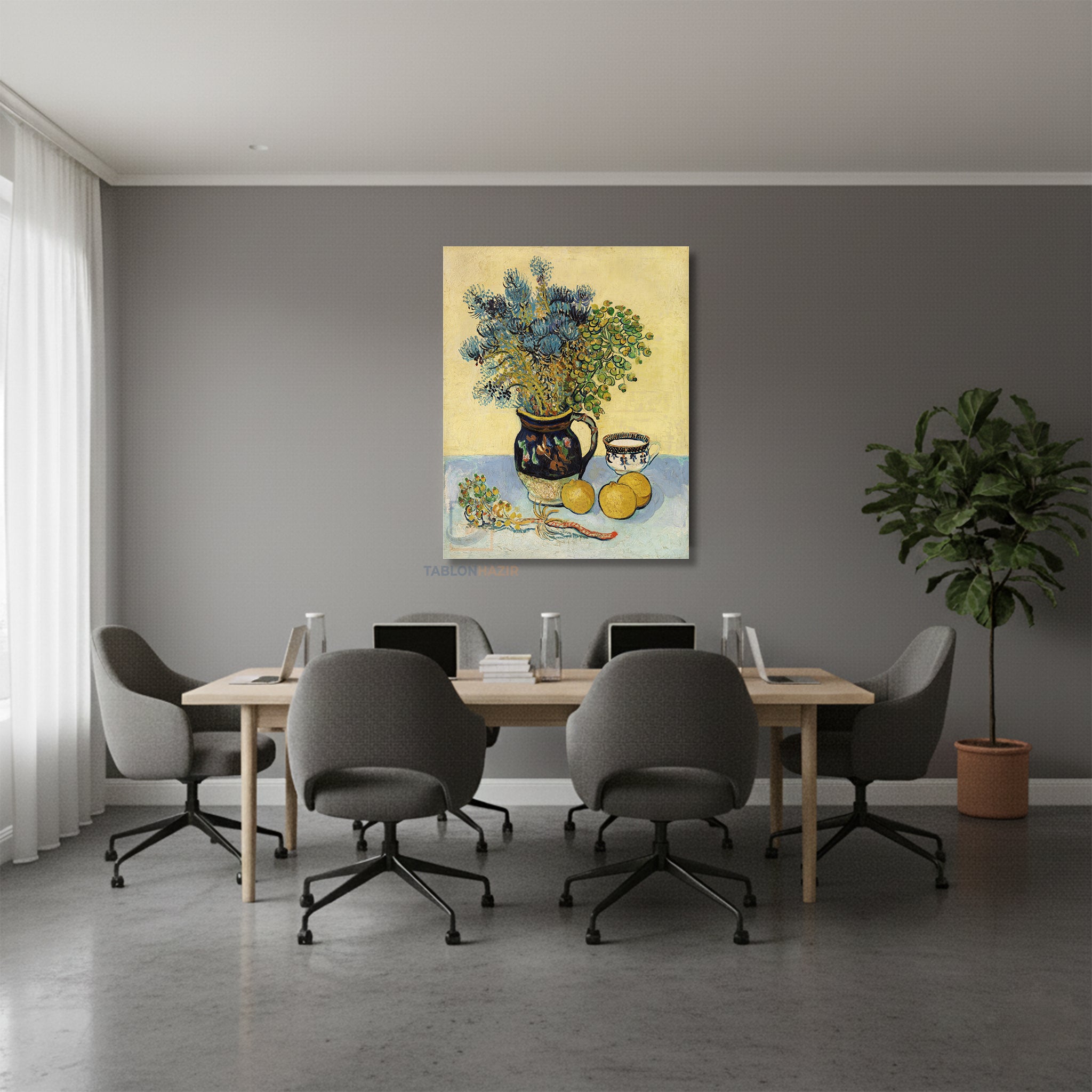 Dikey Kanvas Tablo Salon Duvar Tablosu Vangogh 62 Yeni Ev Hediyesi Ofis Tablosu