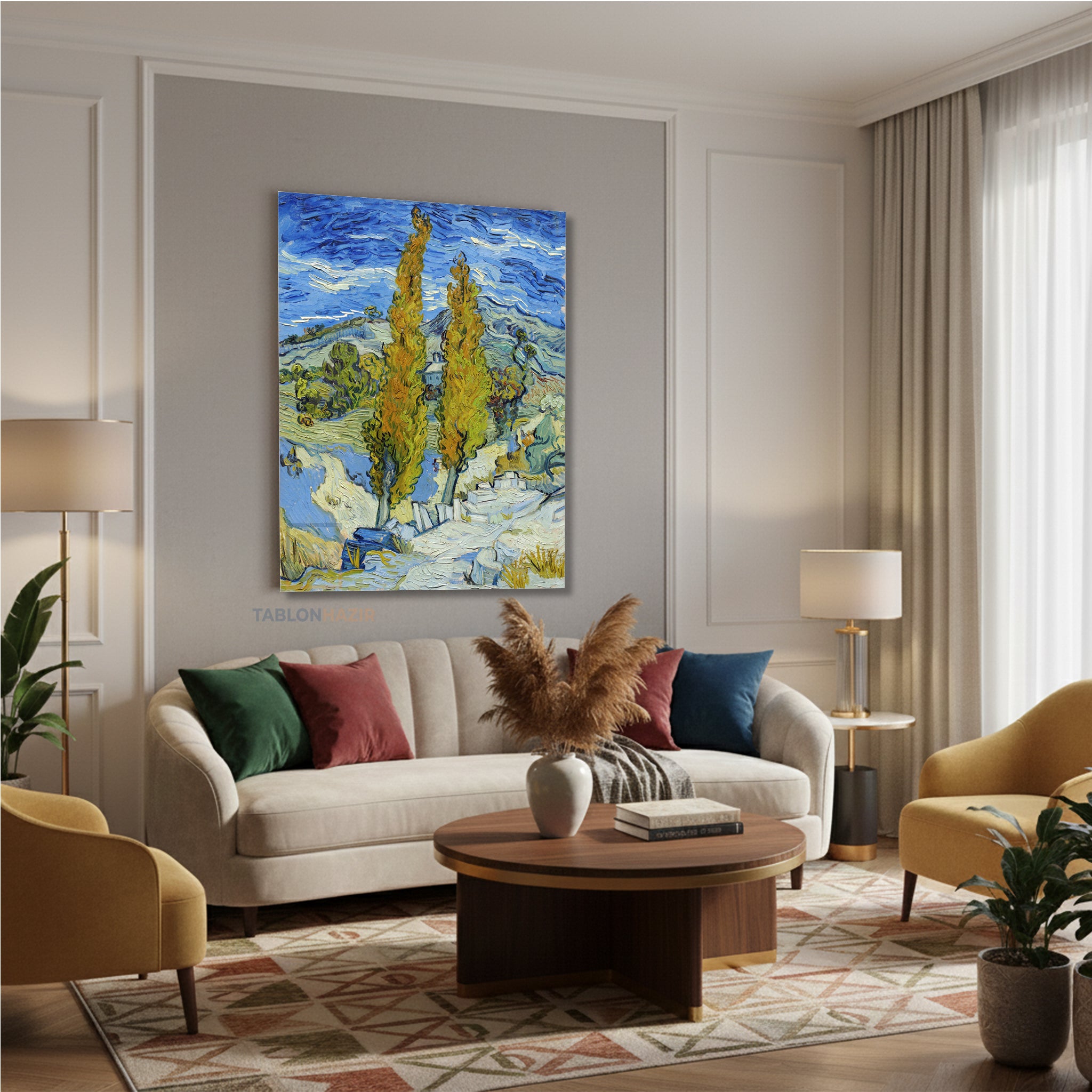 Dikey Kanvas Tablo Salon Duvar Tablosu Vangogh 73 Yeni Ev Hediyesi Ofis Tablosu