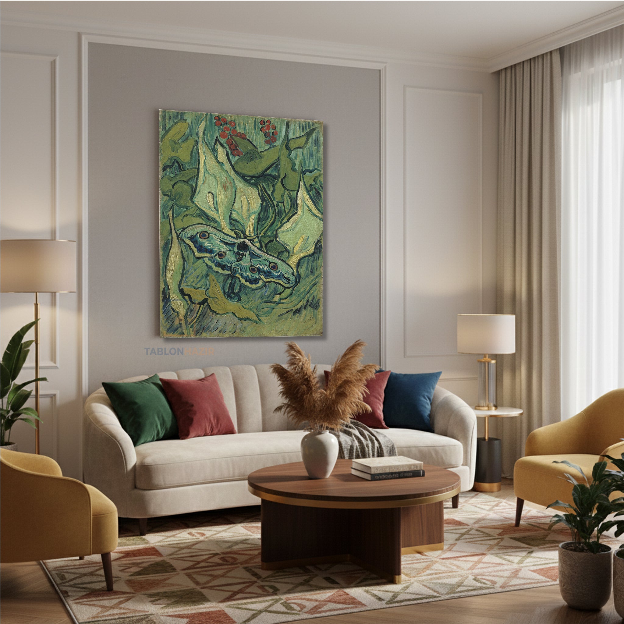 Dikey Kanvas Tablo Salon Duvar Tablosu Vangogh Emperormoth Yeni Ev Hediyesi Ofis Tablosu