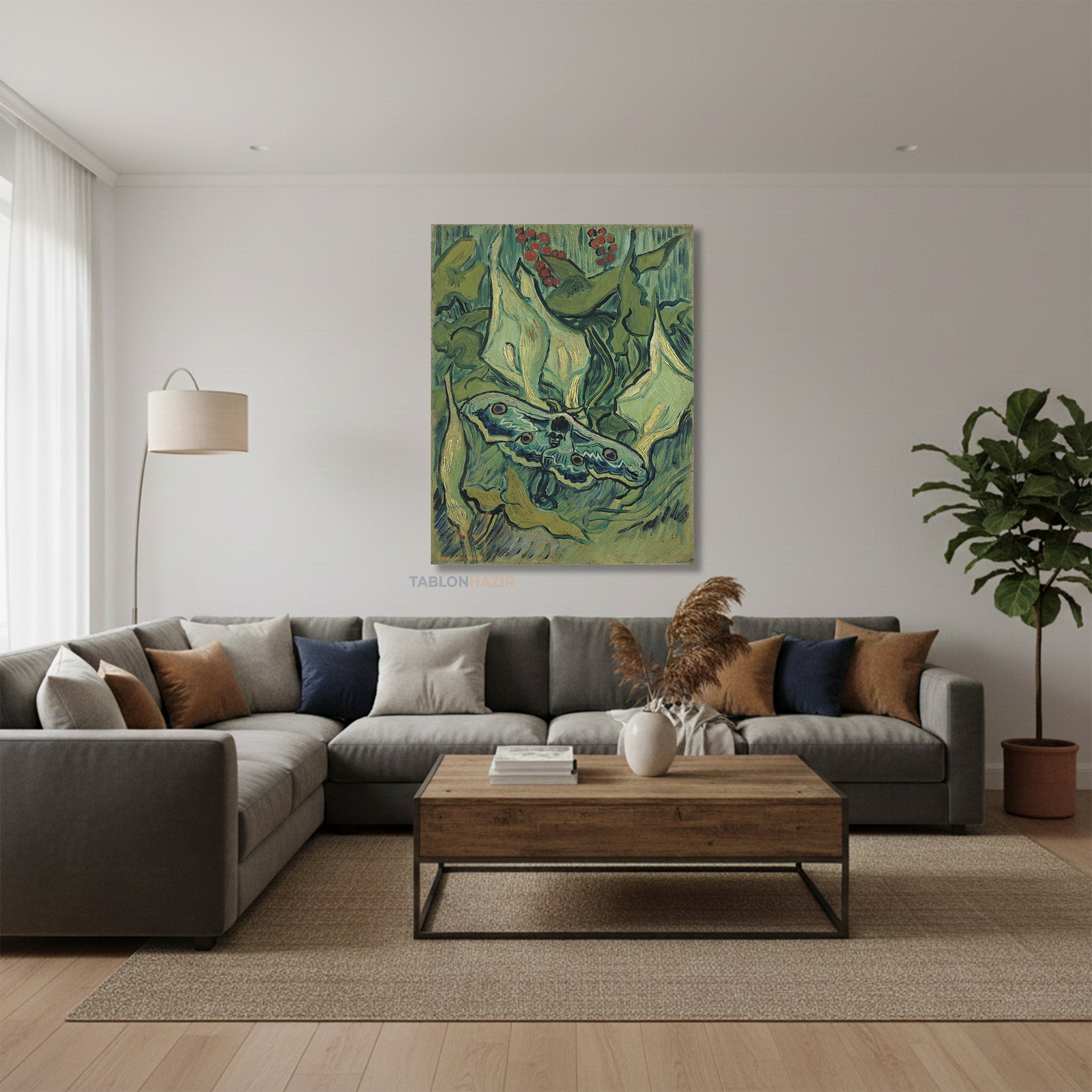 Dikey Kanvas Tablo Salon Duvar Tablosu Vangogh Emperormoth Yeni Ev Hediyesi Ofis Tablosu