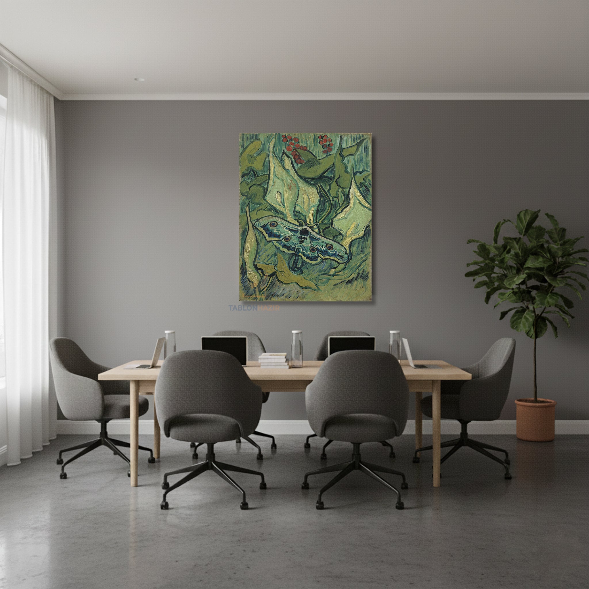 Dikey Kanvas Tablo Salon Duvar Tablosu Vangogh Emperormoth Yeni Ev Hediyesi Ofis Tablosu