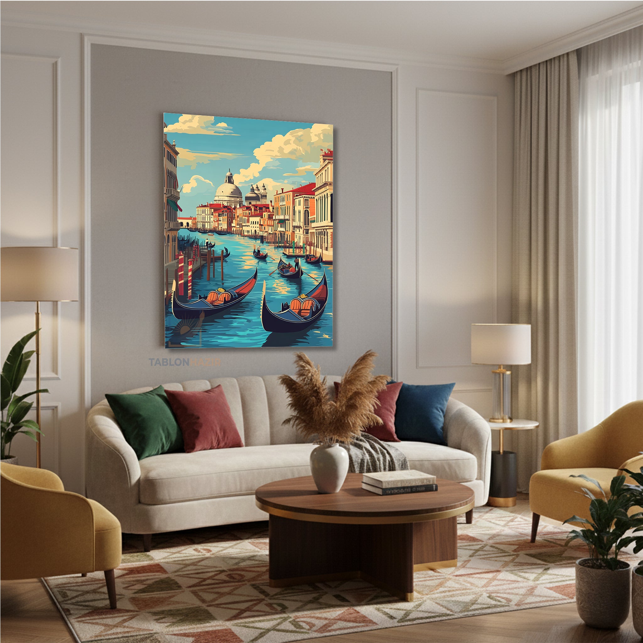 Dikey Kanvas Tablo Salon Duvar Tablosu Venedik Soyut Yeni Ev Hediyesi Ofis Tablosu