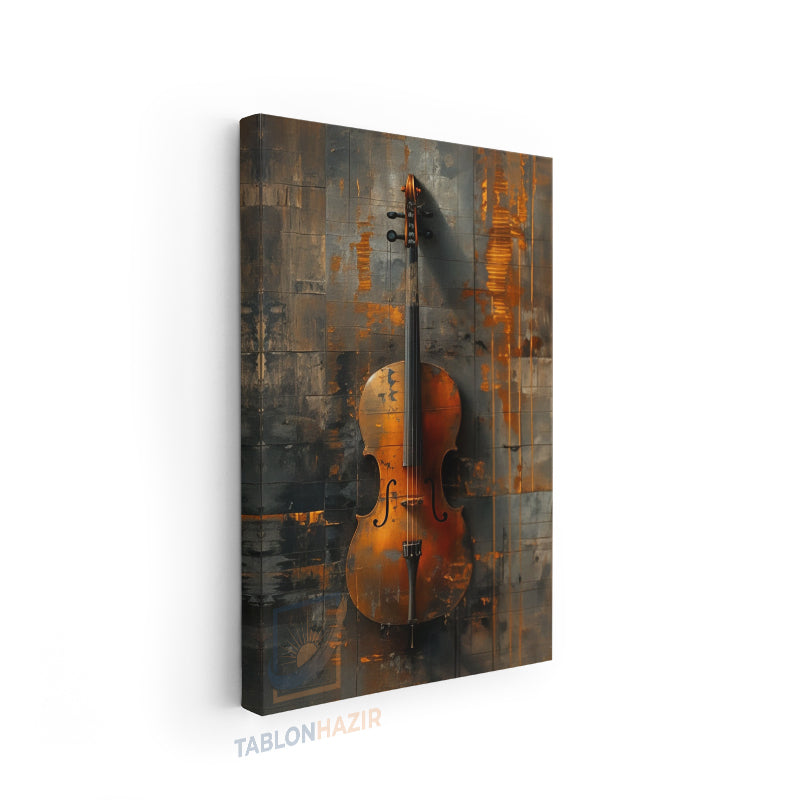 Dikey Kanvas Tablo Salon Duvar Tablosu Violin 2 Yeni Ev Hediyesi Ofis Tablosu