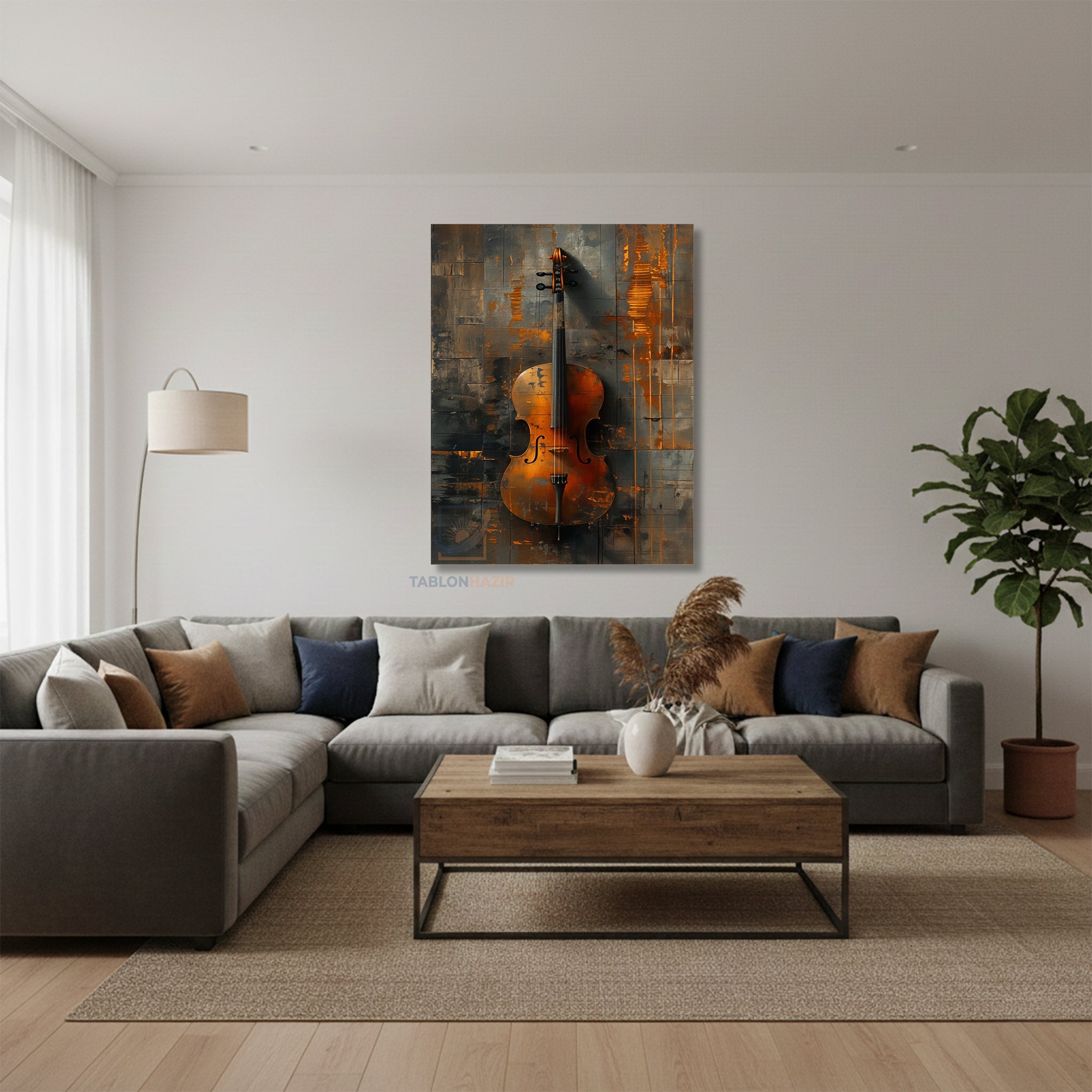 Dikey Kanvas Tablo Salon Duvar Tablosu Violin 2 Yeni Ev Hediyesi Ofis Tablosu