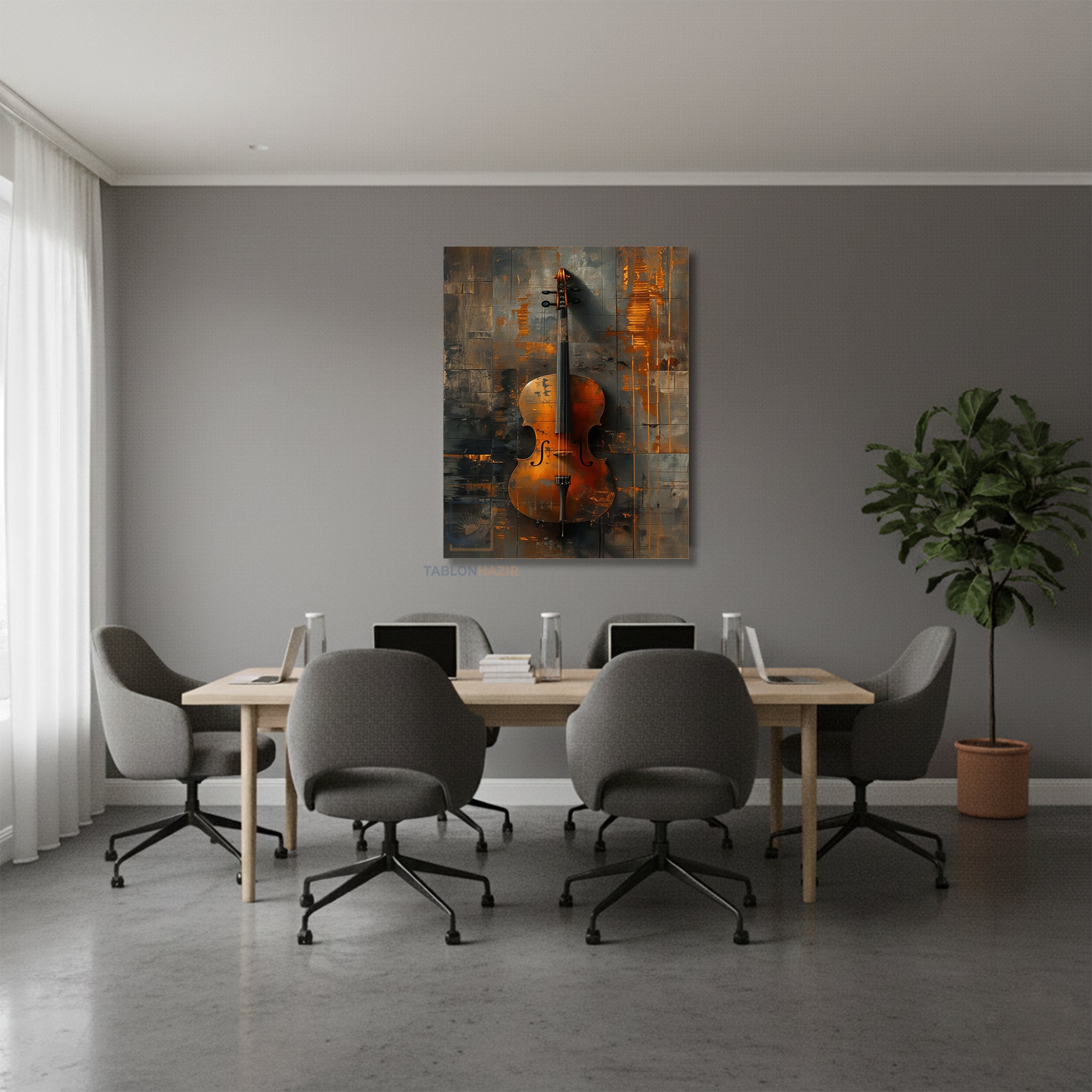 Dikey Kanvas Tablo Salon Duvar Tablosu Violin 2 Yeni Ev Hediyesi Ofis Tablosu