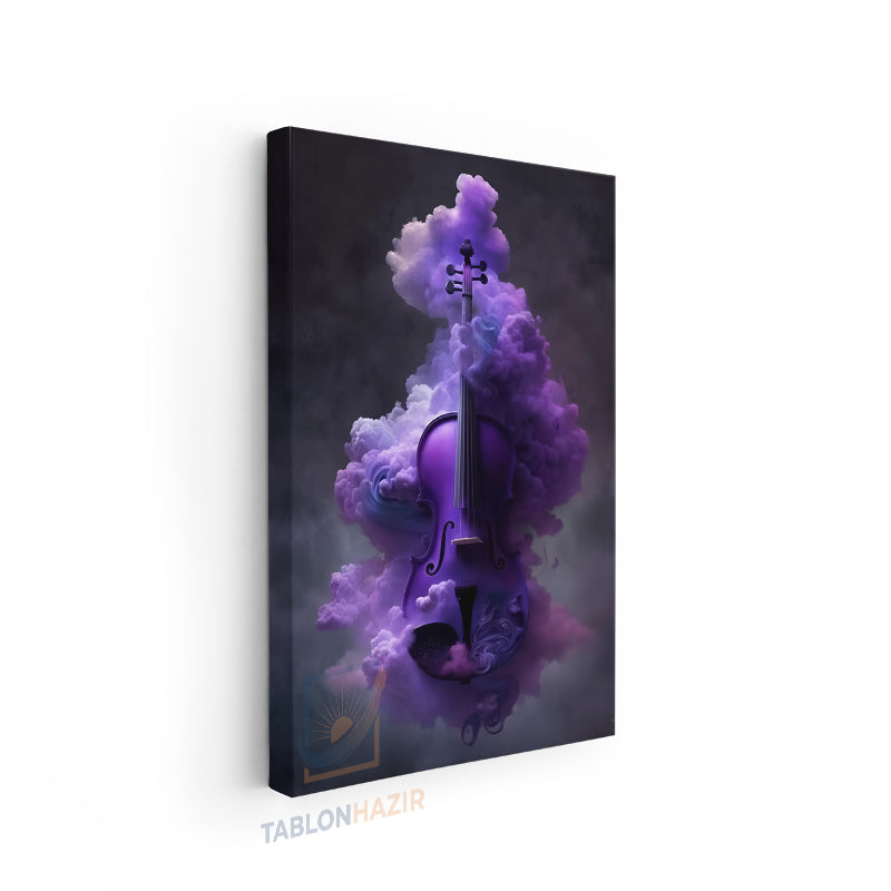 Dikey Kanvas Tablo Salon Duvar Tablosu Violin Mor Yeni Ev Hediyesi Ofis Tablosu