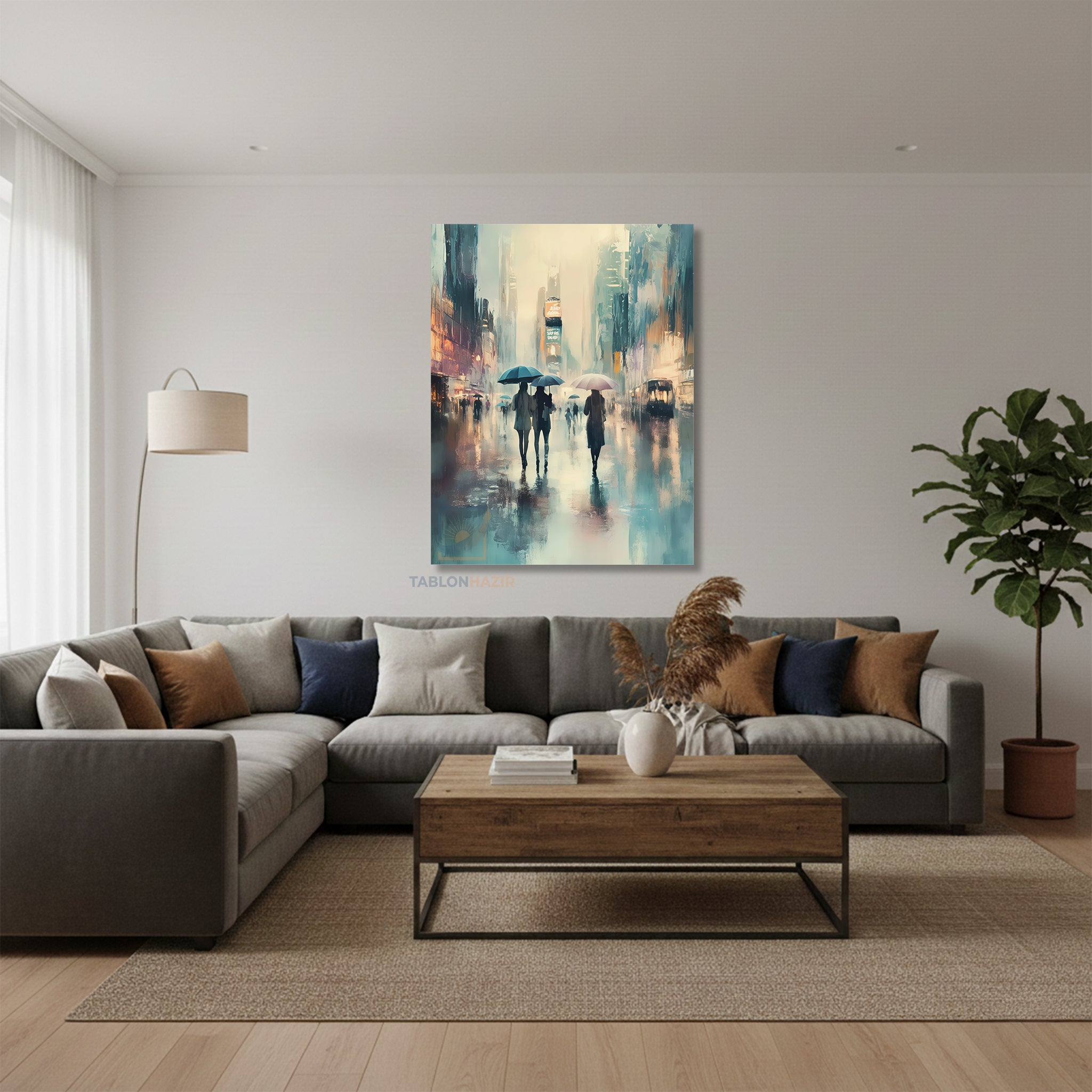 Dikey Kanvas Tablo Salon Duvar Tablosu Yagmurlu Gun Yeni Ev Hediyesi Ofis Tablosu