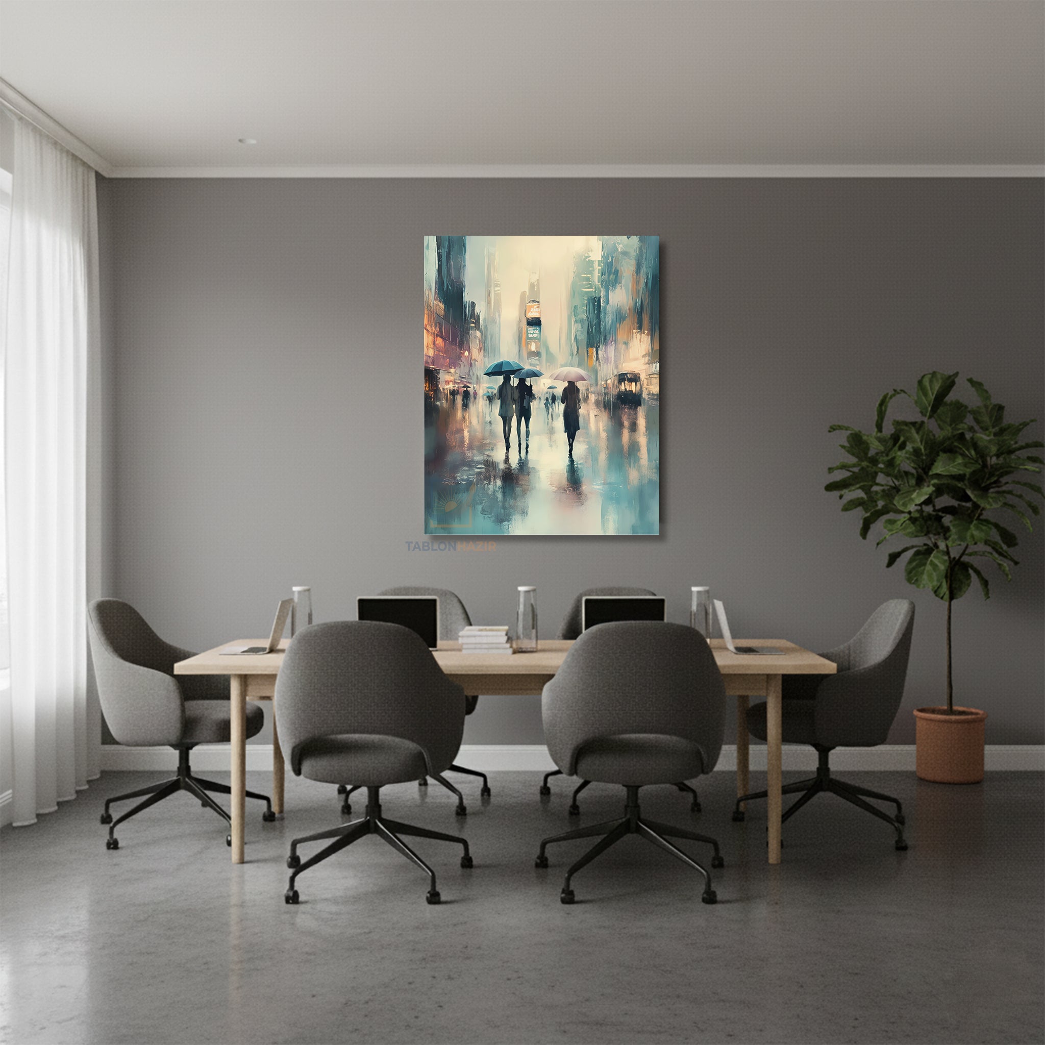 Dikey Kanvas Tablo Salon Duvar Tablosu Yagmurlu Gun Yeni Ev Hediyesi Ofis Tablosu