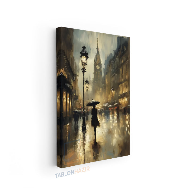 Dikey Kanvas Tablo Salon Duvar Tablosu Yagmurlu Sehir Yeni Ev Hediyesi Ofis Tablosu