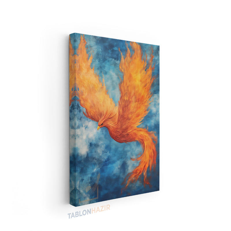 Dikey Kanvas Tablo Salon Duvar Tablosu Yanan Anka Kuşu Yeni Ev Hediyesi Ofis Tablosu