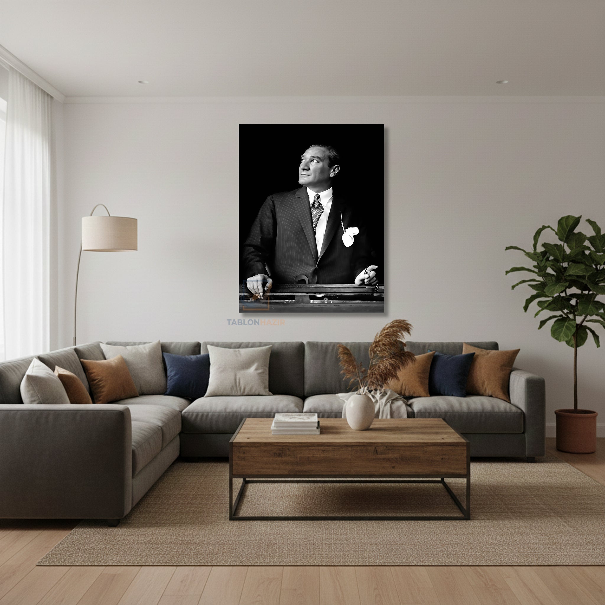 Dikey Kanvas Tablo Salon Duvar Tablosu Yukarıbakan Atatürk 1 Yeni Ev Hediyesi Ofis Tablosu