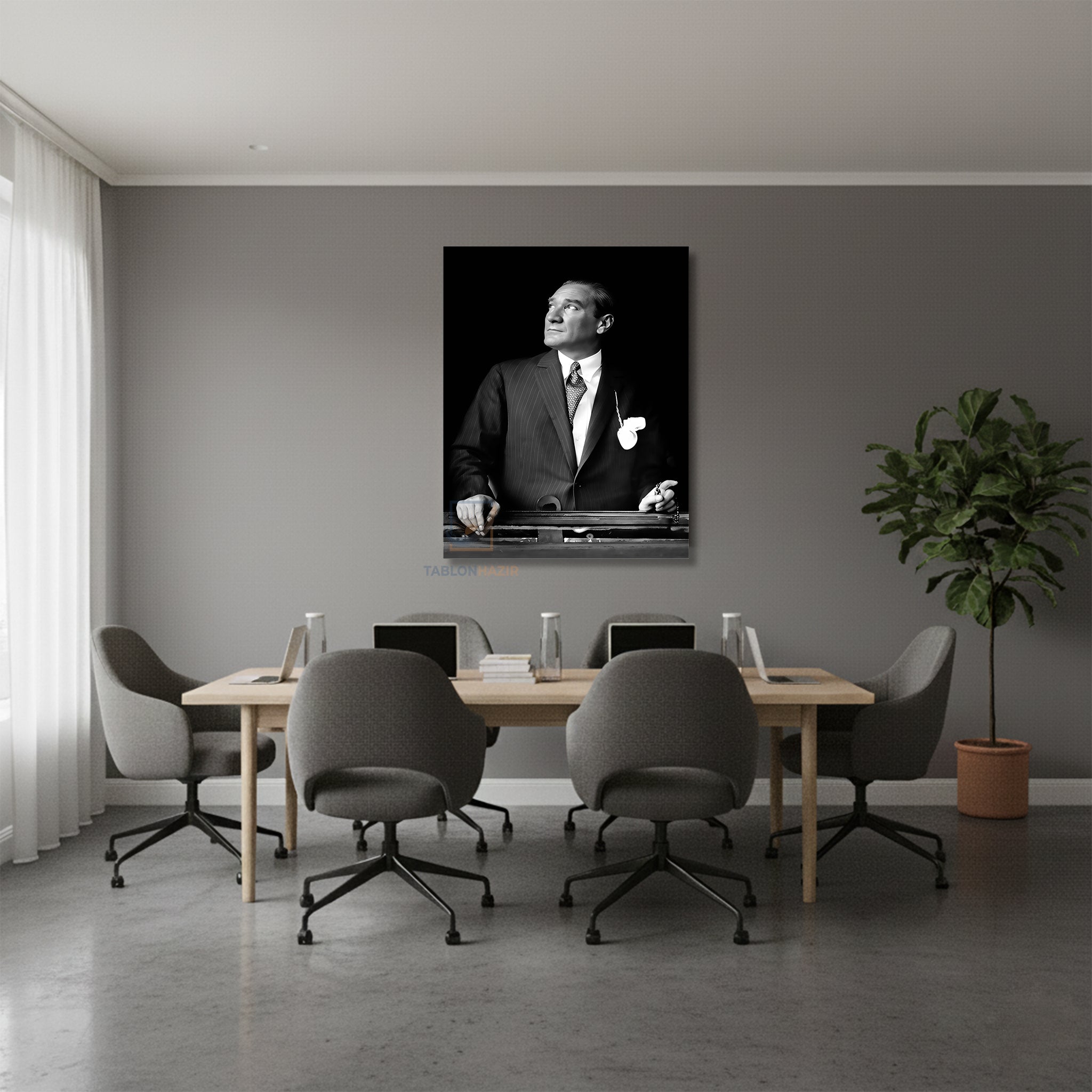 Dikey Kanvas Tablo Salon Duvar Tablosu Yukarıbakan Atatürk 1 Yeni Ev Hediyesi Ofis Tablosu