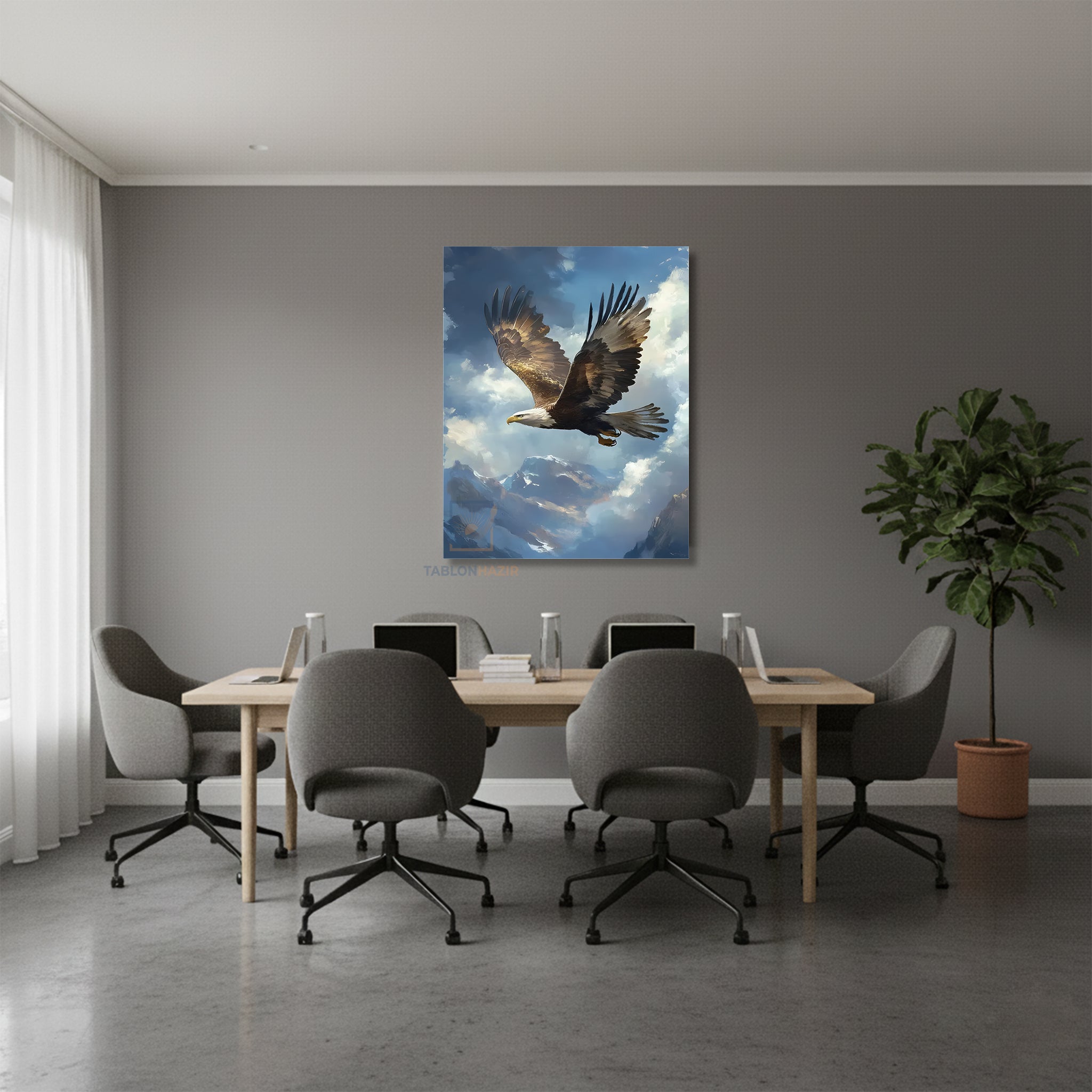 Dikey Kanvas Tablo Salon Duvar Tablosu Yuksekten Uçan Kartal Yeni Ev Hediyesi Ofis Tablosu