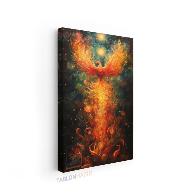 Dikey Kanvas Tablo Salon Duvar Tablosu Yukselen Anka Kuşu Yeni Ev Hediyesi Ofis Tablosu