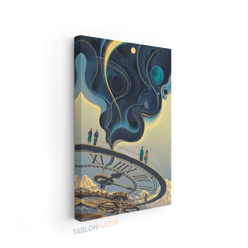 Dikey Kanvas Tablo Salon Duvar Tablosu Zaman Saat Yeni Ev Hediyesi Ofis Tablosu