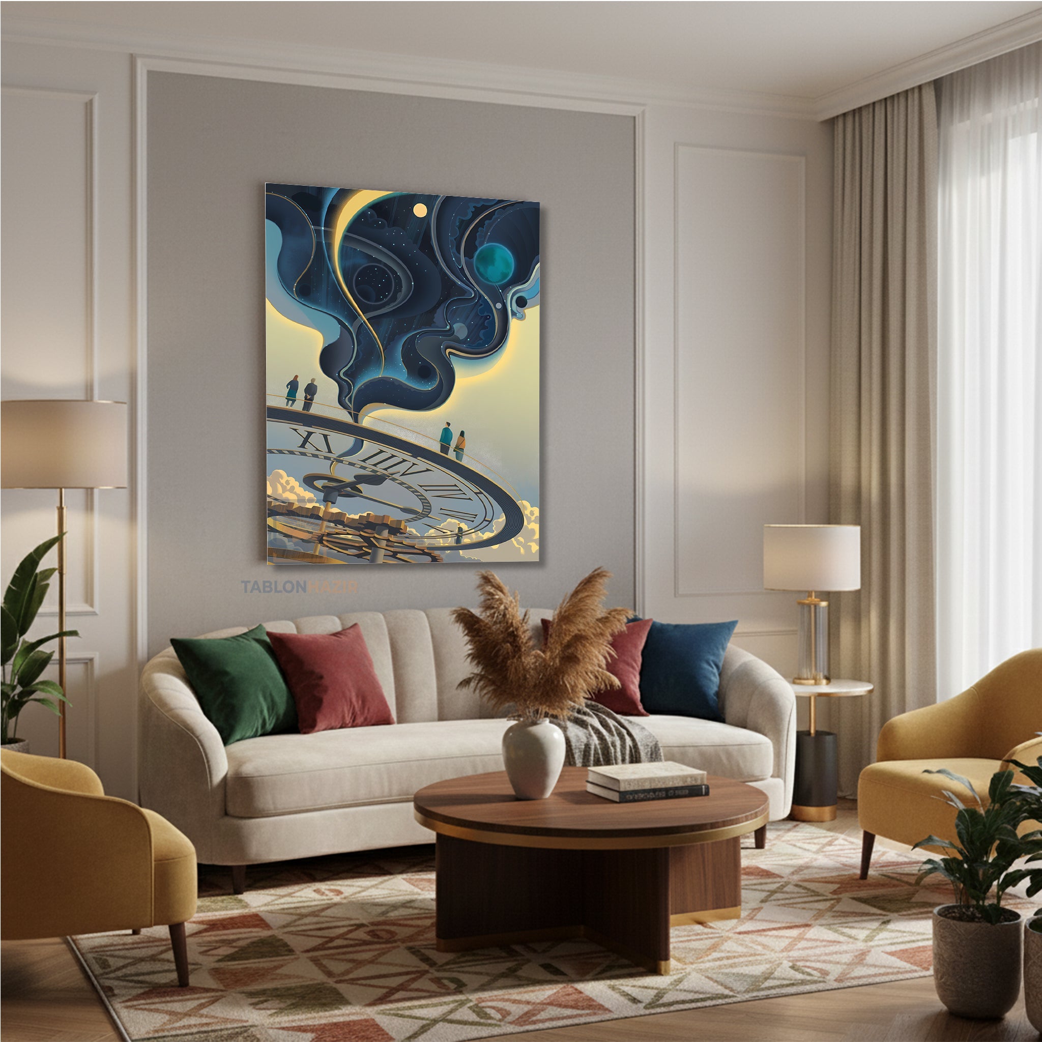 Dikey Kanvas Tablo Salon Duvar Tablosu Zaman Saat Yeni Ev Hediyesi Ofis Tablosu