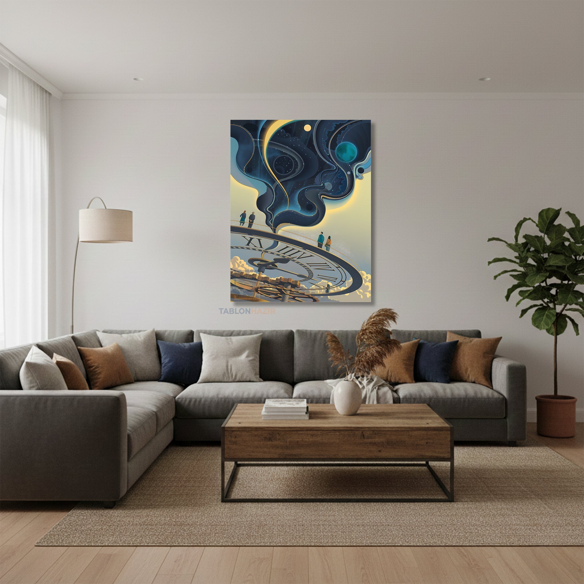 Dikey Kanvas Tablo Salon Duvar Tablosu Zaman Saat Yeni Ev Hediyesi Ofis Tablosu