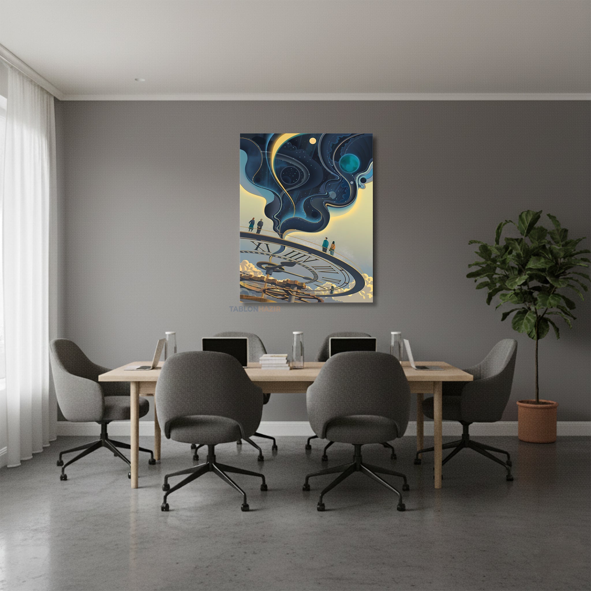 Dikey Kanvas Tablo Salon Duvar Tablosu Zaman Saat Yeni Ev Hediyesi Ofis Tablosu