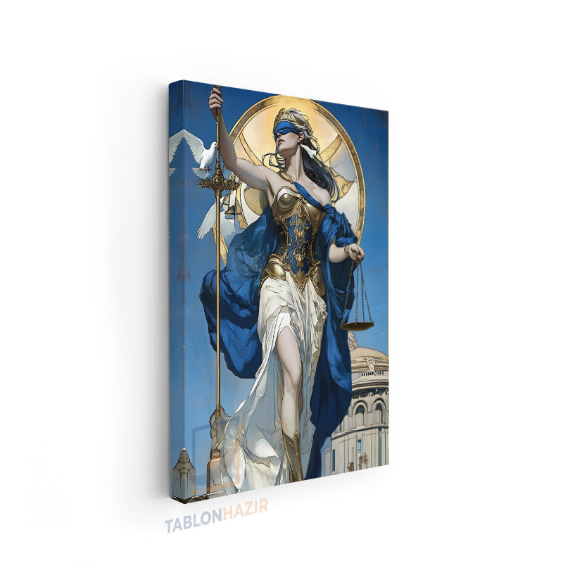 Dikey Kanvas Tablo Salon Duvar Tablosu Adaletkadın1 Yeni Ev Hediyesi Ofis Tablosu