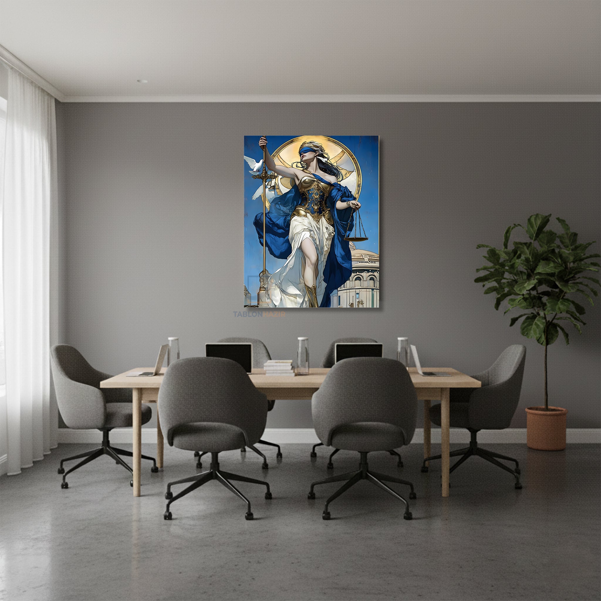 Dikey Kanvas Tablo Salon Duvar Tablosu Adaletkadın1 Yeni Ev Hediyesi Ofis Tablosu