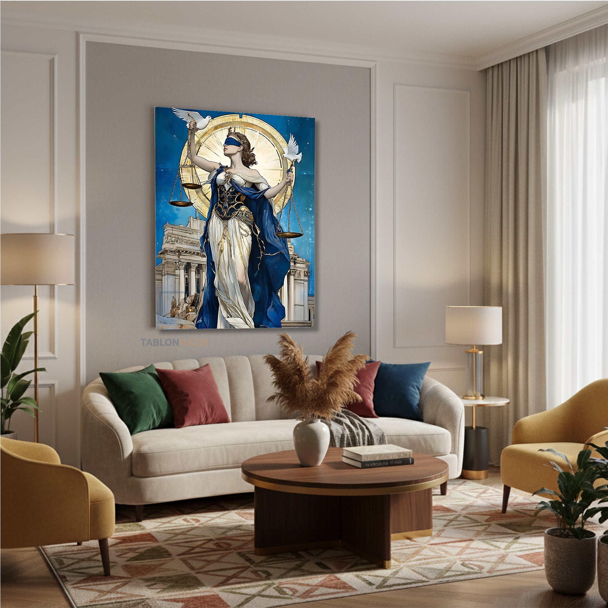 Dikey Kanvas Tablo Salon Duvar Tablosu Adaletkadın2 Yeni Ev Hediyesi Ofis Tablosu