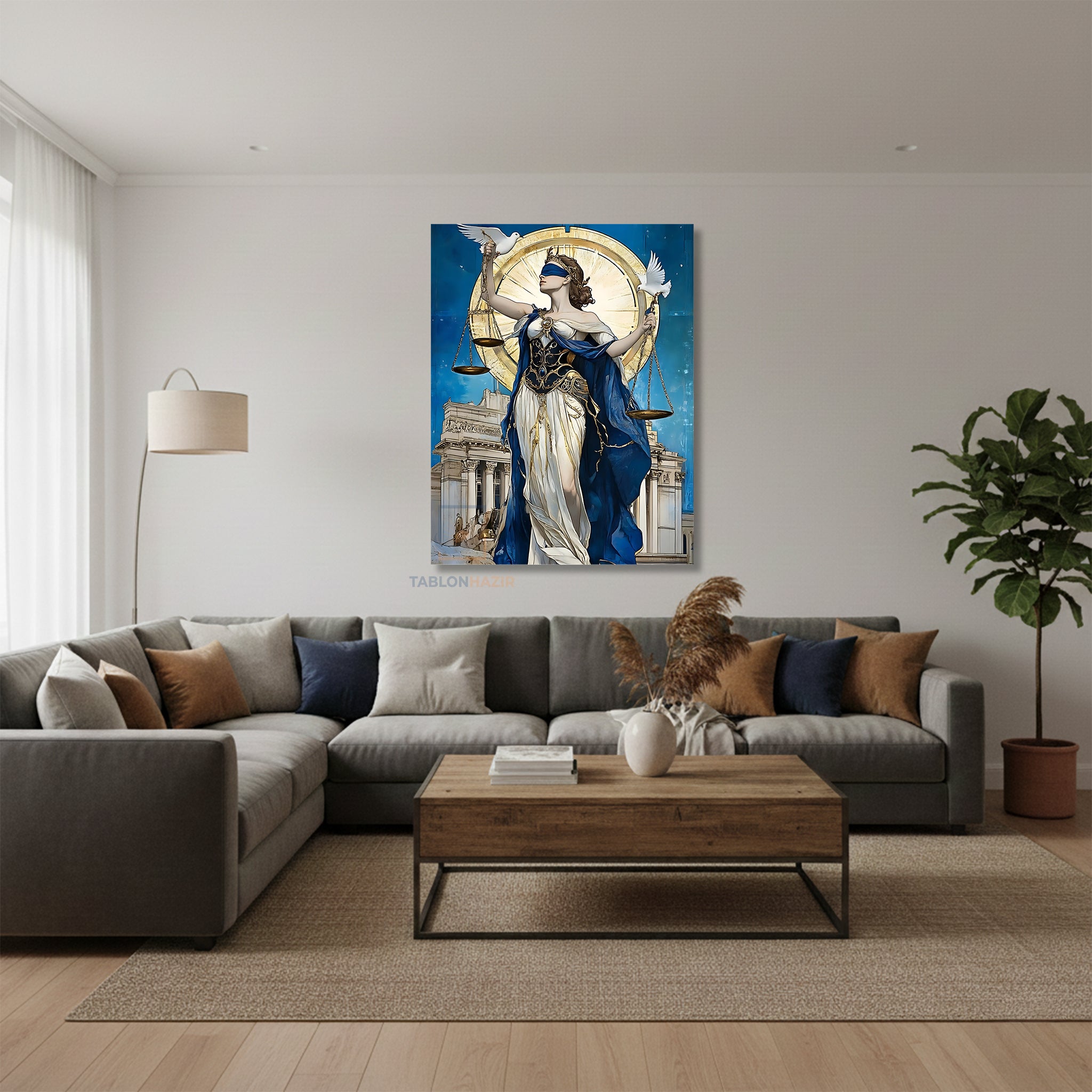 Dikey Kanvas Tablo Salon Duvar Tablosu Adaletkadın2 Yeni Ev Hediyesi Ofis Tablosu