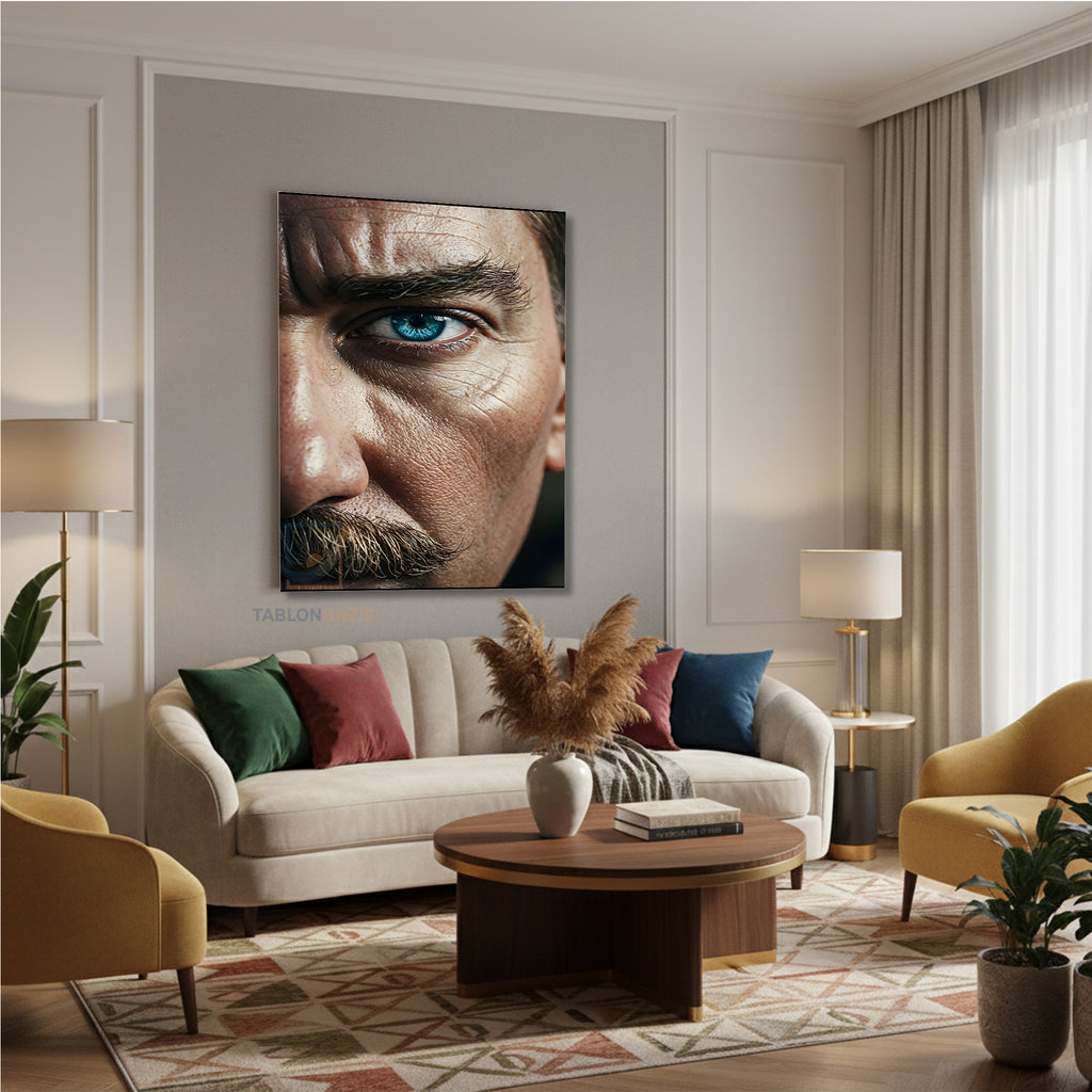 Dikey Kanvas Tablo Salon Duvar Tablosu Atatürk Yarim Portre Yeni Ev Hediyesi Ofis Tablosu