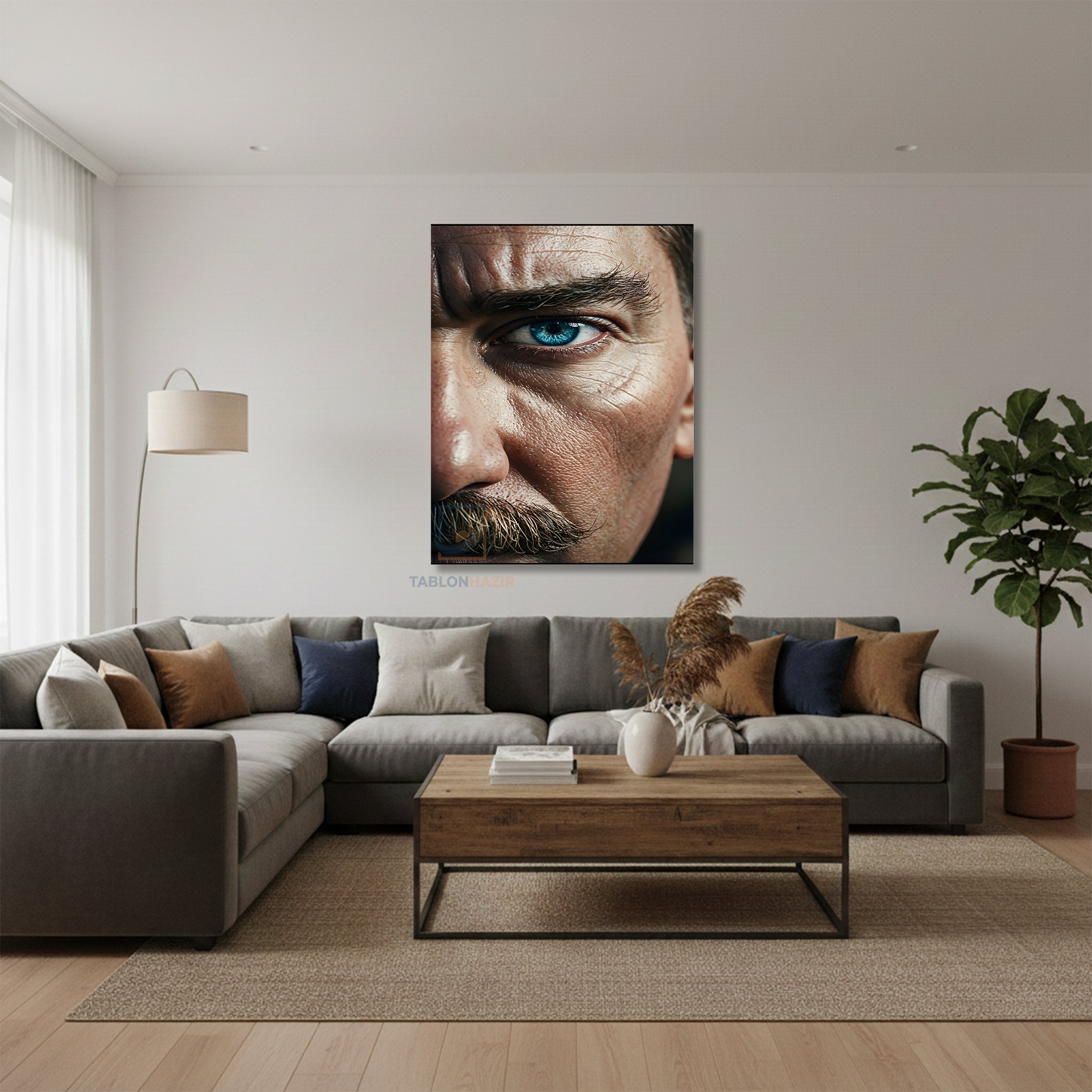 Dikey Kanvas Tablo Salon Duvar Tablosu Atatürk Yarim Portre Yeni Ev Hediyesi Ofis Tablosu