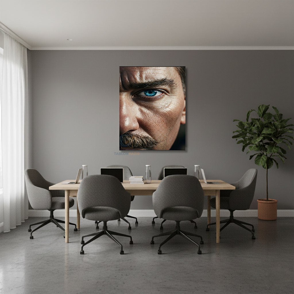 Dikey Kanvas Tablo Salon Duvar Tablosu Atatürk Yarim Portre Yeni Ev Hediyesi Ofis Tablosu