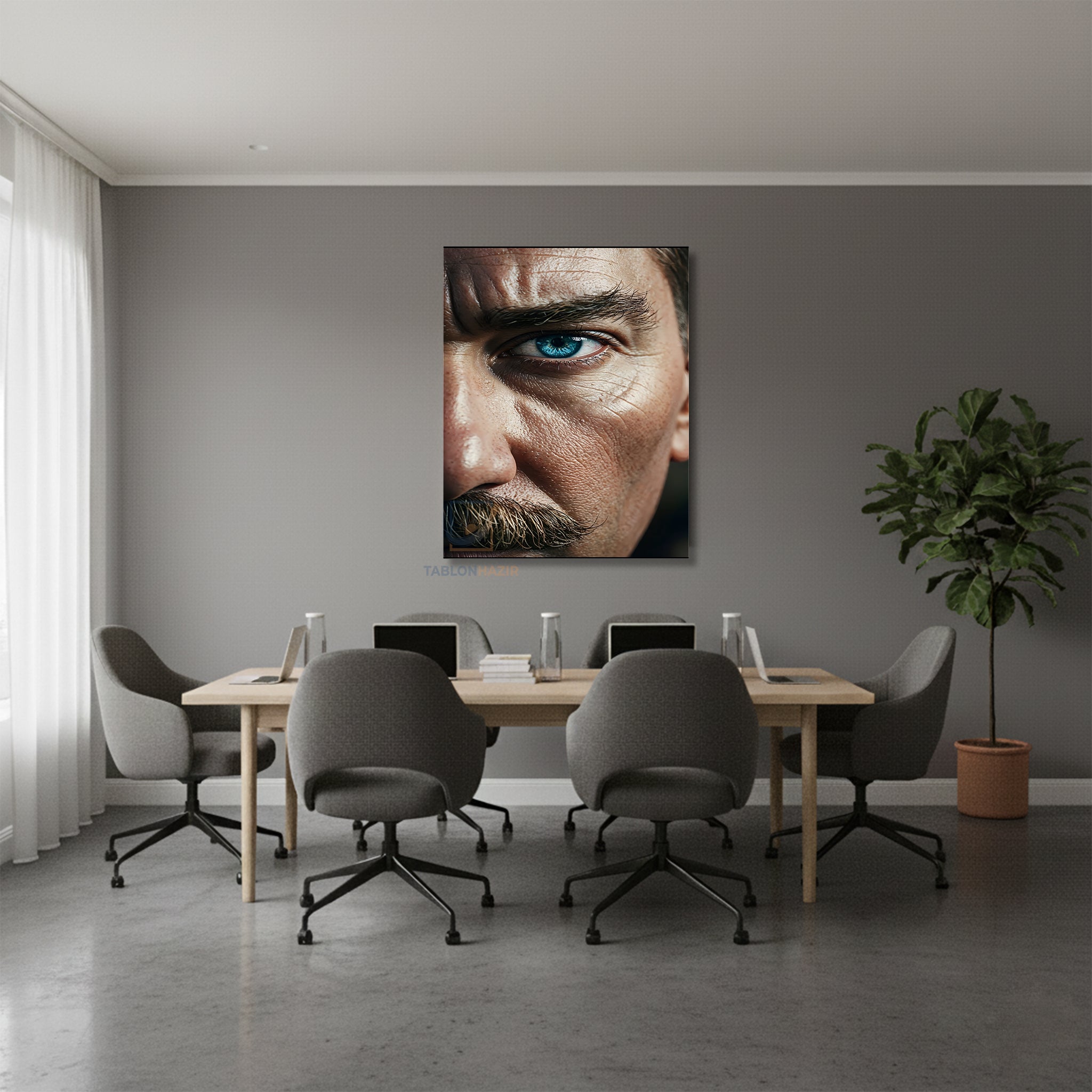 Dikey Kanvas Tablo Salon Duvar Tablosu Atatürk Yarim Portre Yeni Ev Hediyesi Ofis Tablosu