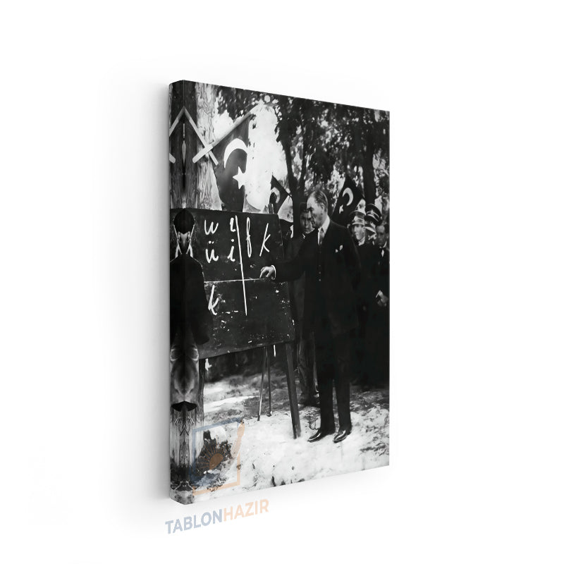 Dikey Kanvas Tablo Salon Duvar Tablosu Basogretmen Atatürk Yeni Ev Hediyesi Ofis Tablosu