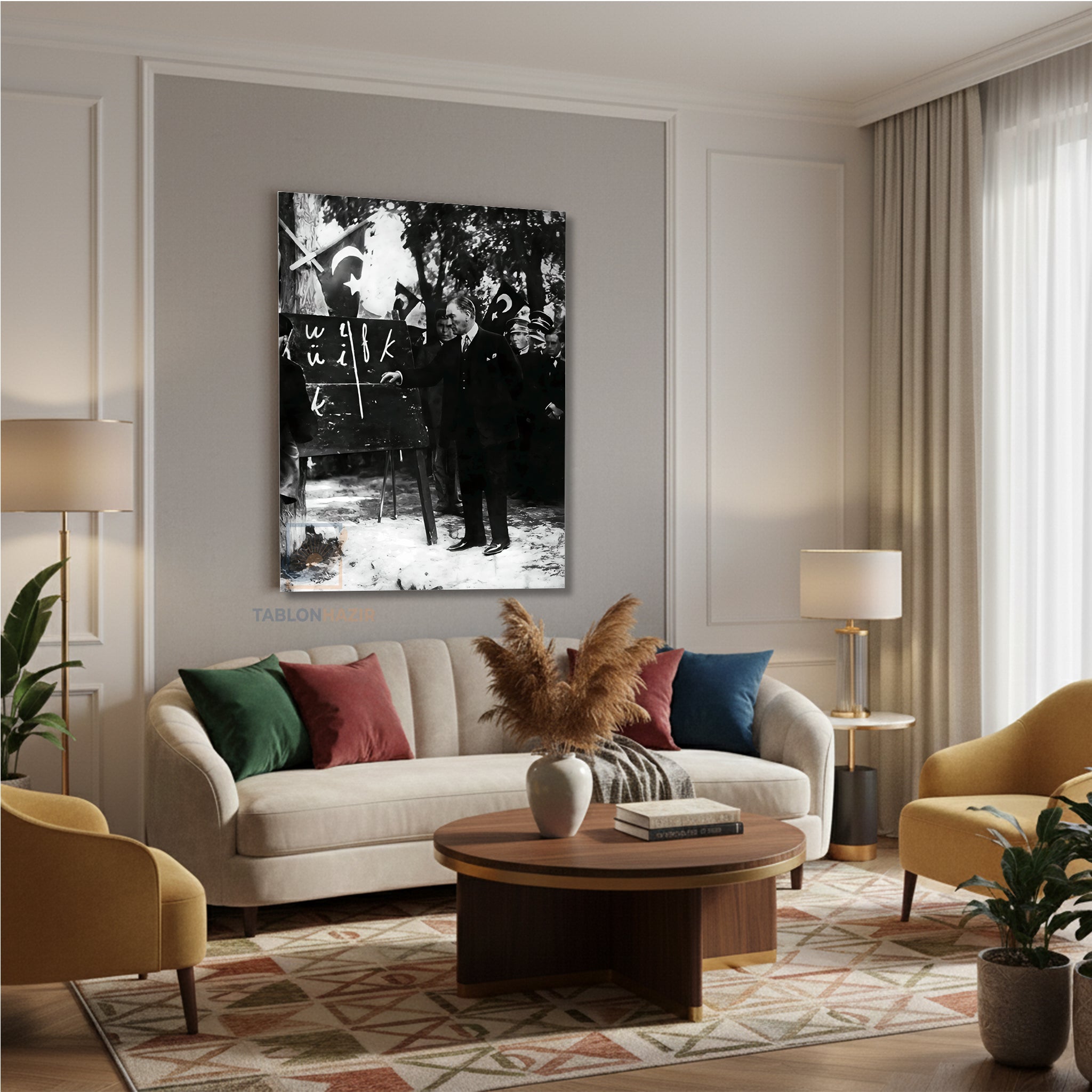 Dikey Kanvas Tablo Salon Duvar Tablosu Basogretmen Atatürk Yeni Ev Hediyesi Ofis Tablosu