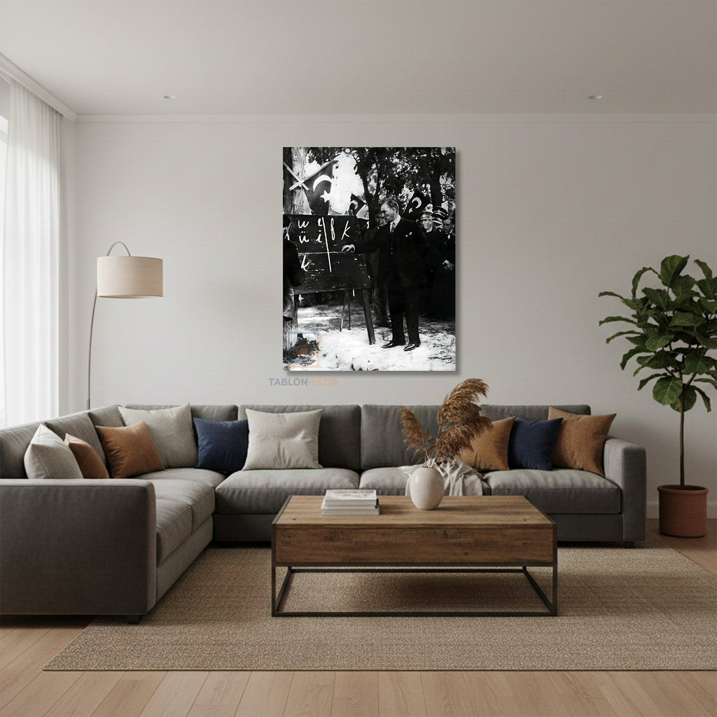 Dikey Kanvas Tablo Salon Duvar Tablosu Basogretmen Atatürk Yeni Ev Hediyesi Ofis Tablosu