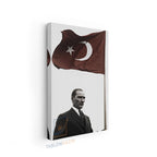 Dikey Kanvas Tablo Salon Duvar Tablosu Bayrak Ve Atatürk Yeni Ev Hediyesi Ofis Tablosu
